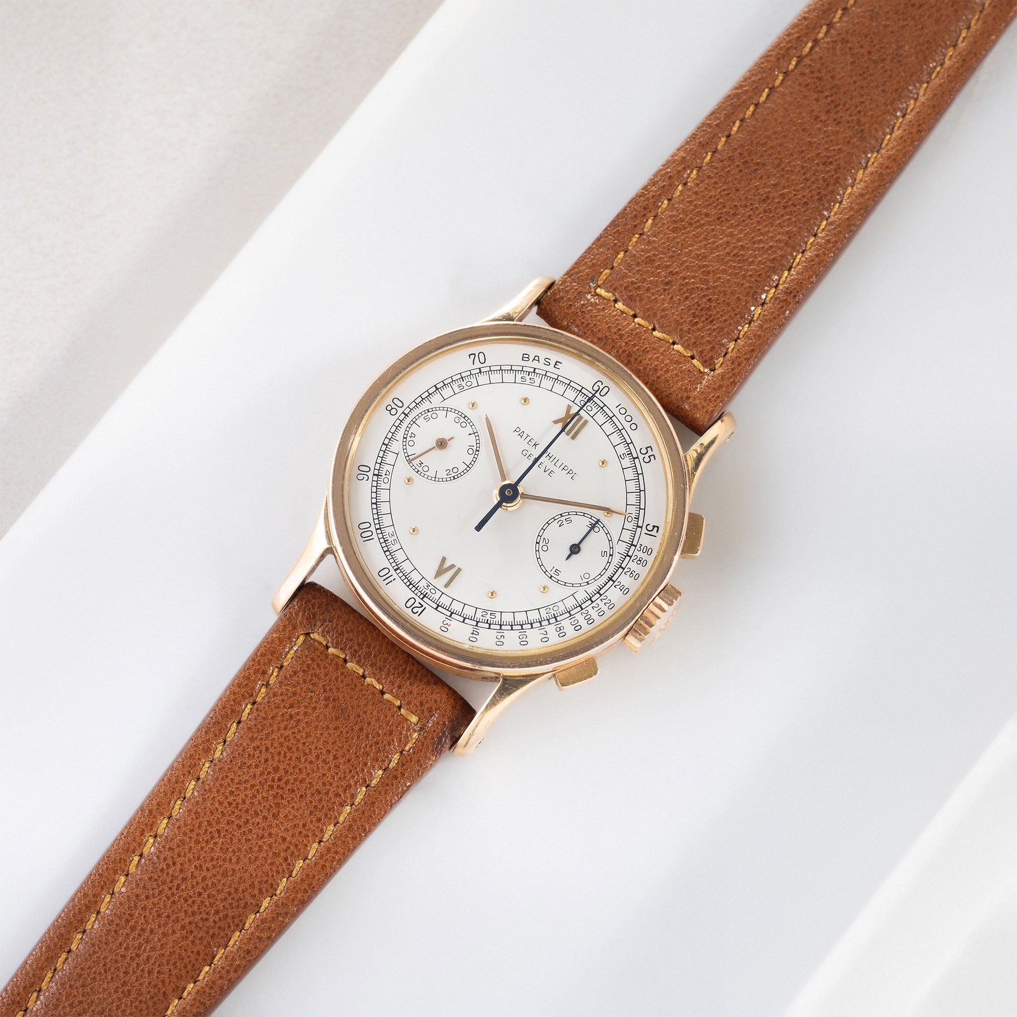 Strap for Patek Philippe 130 / 533 Chronograph – Amber Brown Sculptured Calfskin Watch Strap