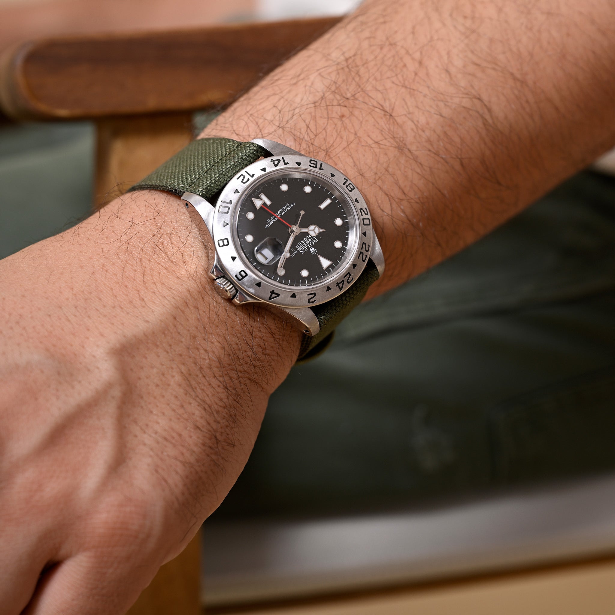 Safari Olive Canvas Horlogeband