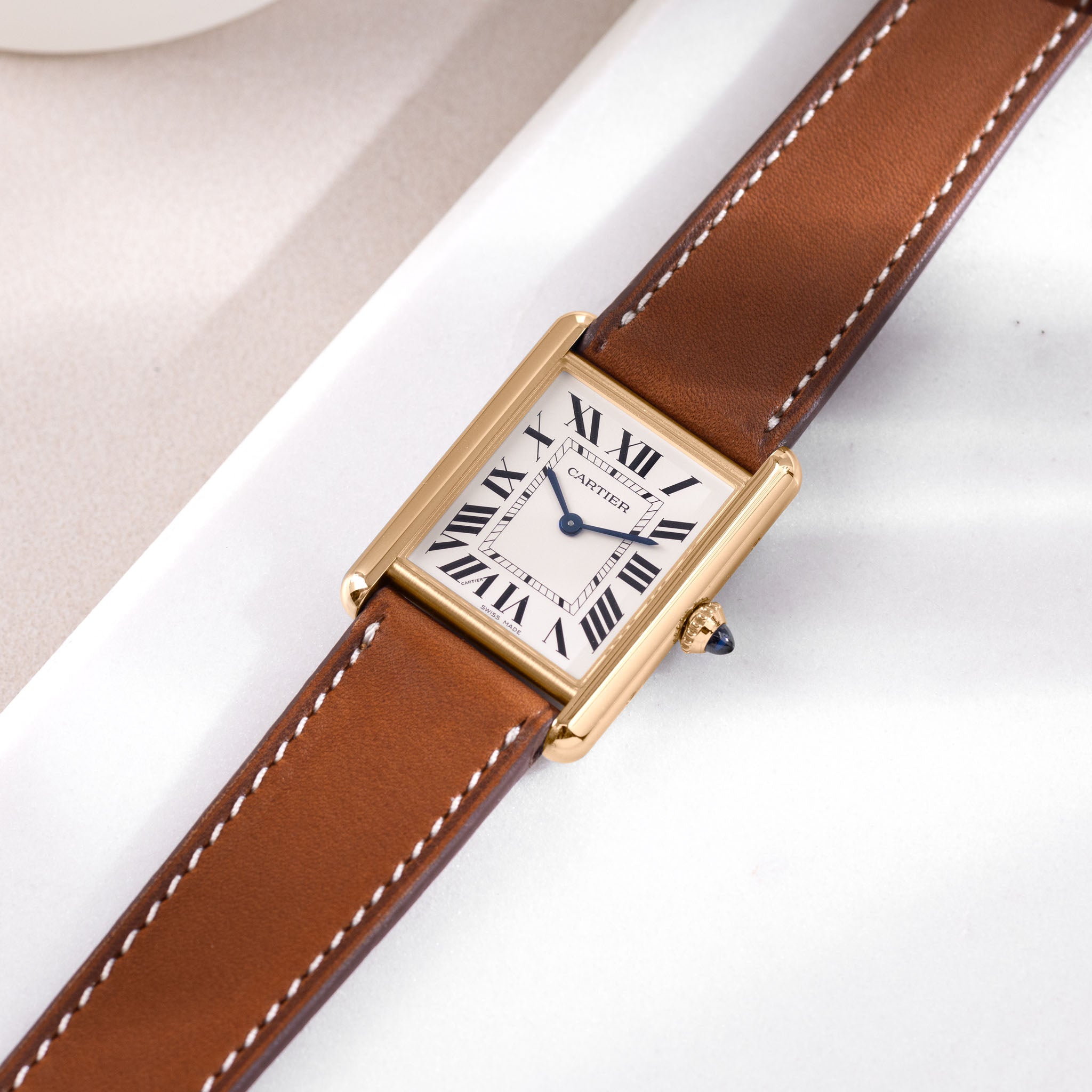 Horlogeband voor Cartier Tank Louis (2021-2024) - The Barenia Cognac Brown