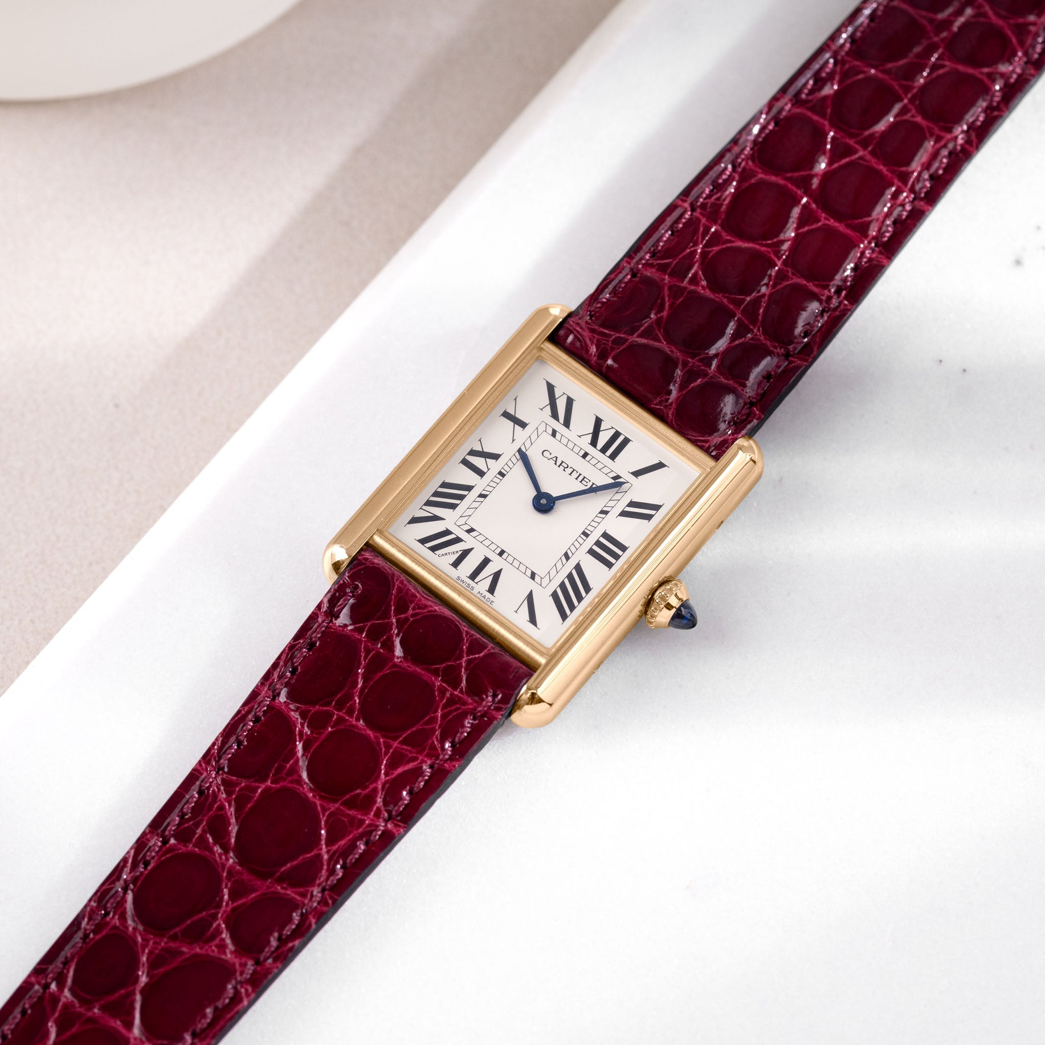 Horlogeband voor Cartier Tank Louis (2021-2024) - The Bordeaux Alligator