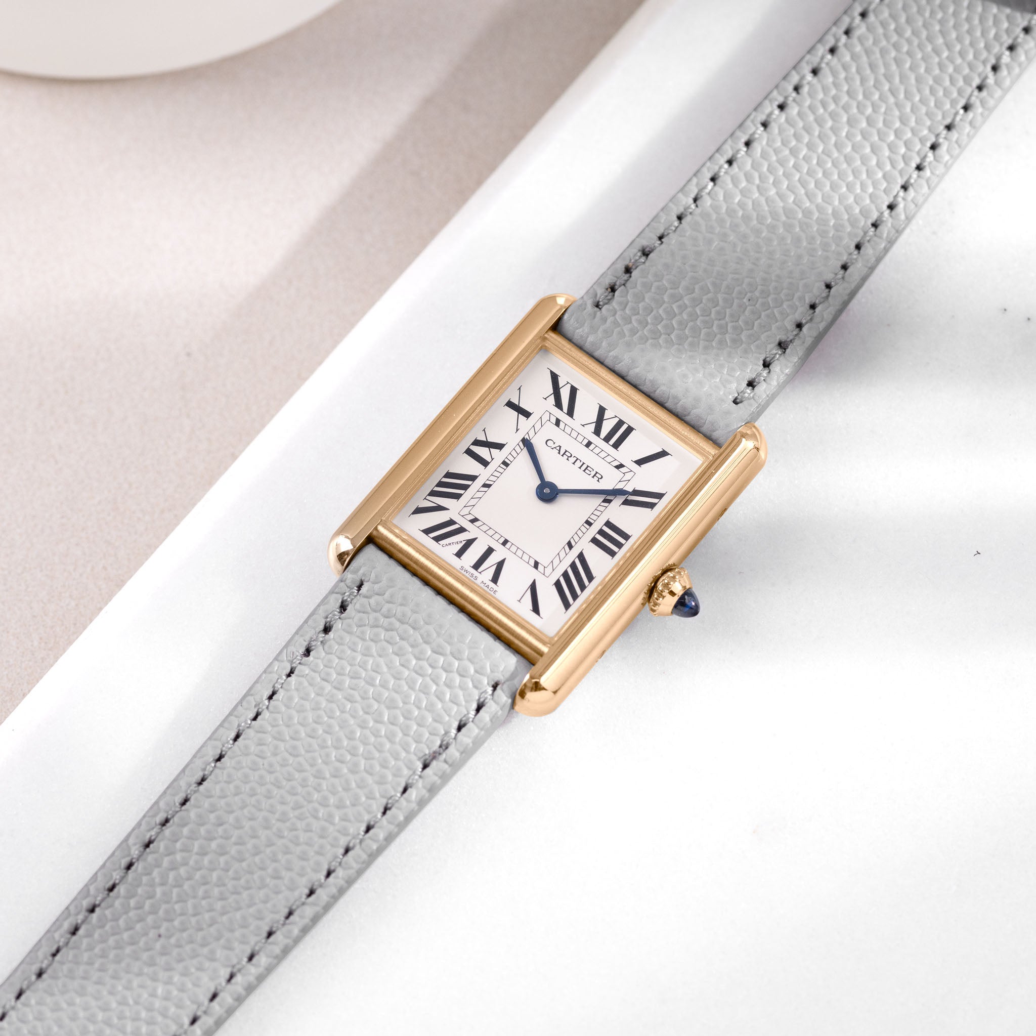 Horlogeband voor Cartier Tank Louis (2021-2024) - The Pebbled Bright Grey