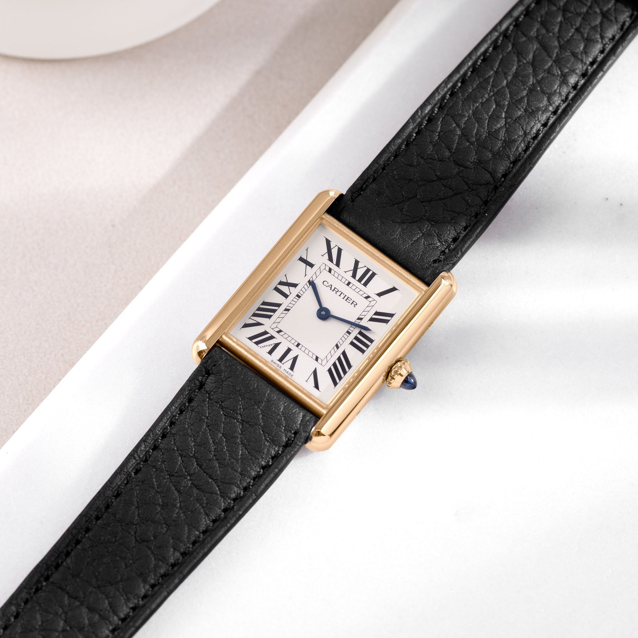 Horlogeband voor Cartier Tank Louis (2021-2024) - The Thin Taurillon Black