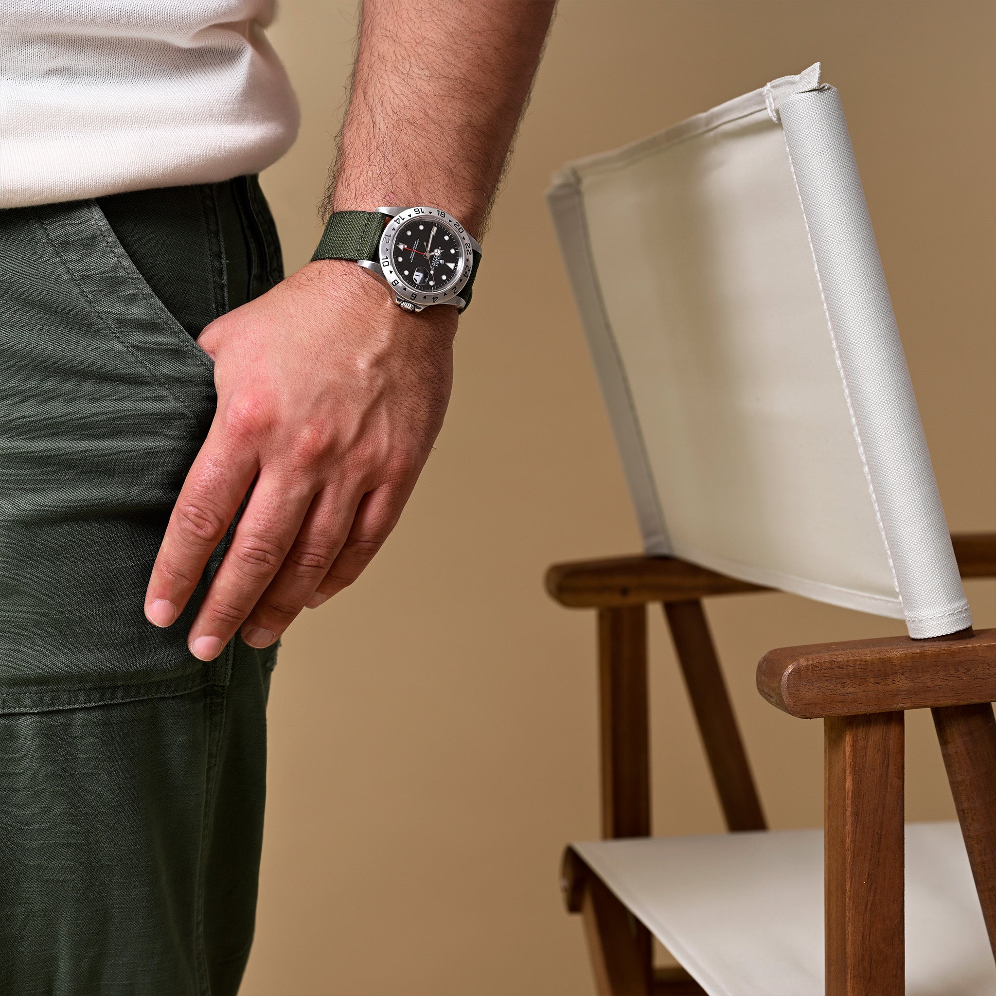 Safari Olive Canvas Horlogeband