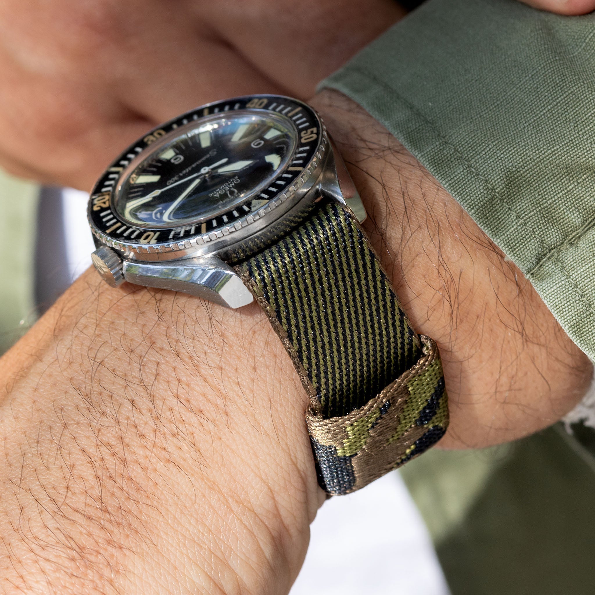 One Piece Single Pass Jungle Camo Jacquard Watch Strap