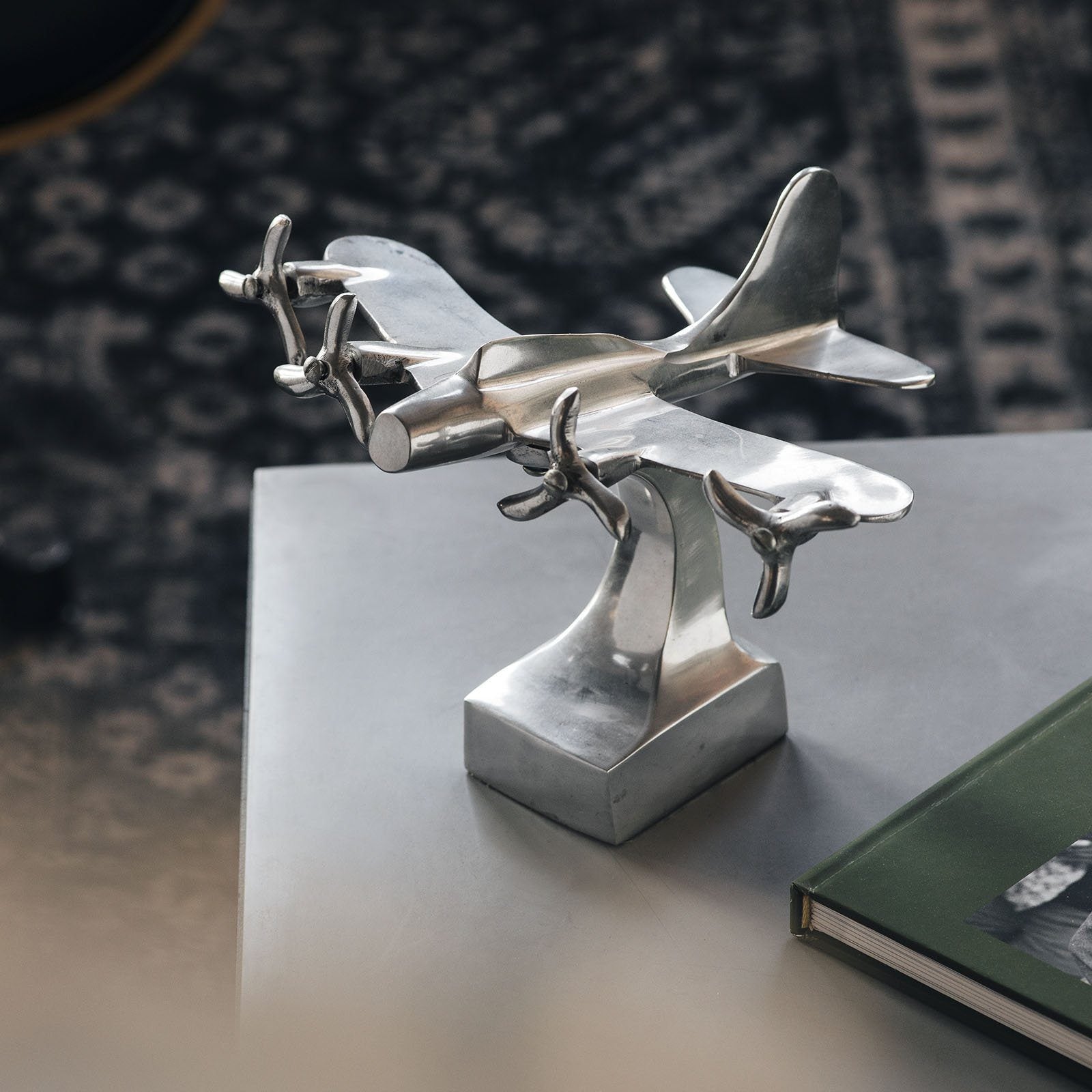 Vintage Art Deco B-17 Flying Fortress Aluminum Airplane Desk Model