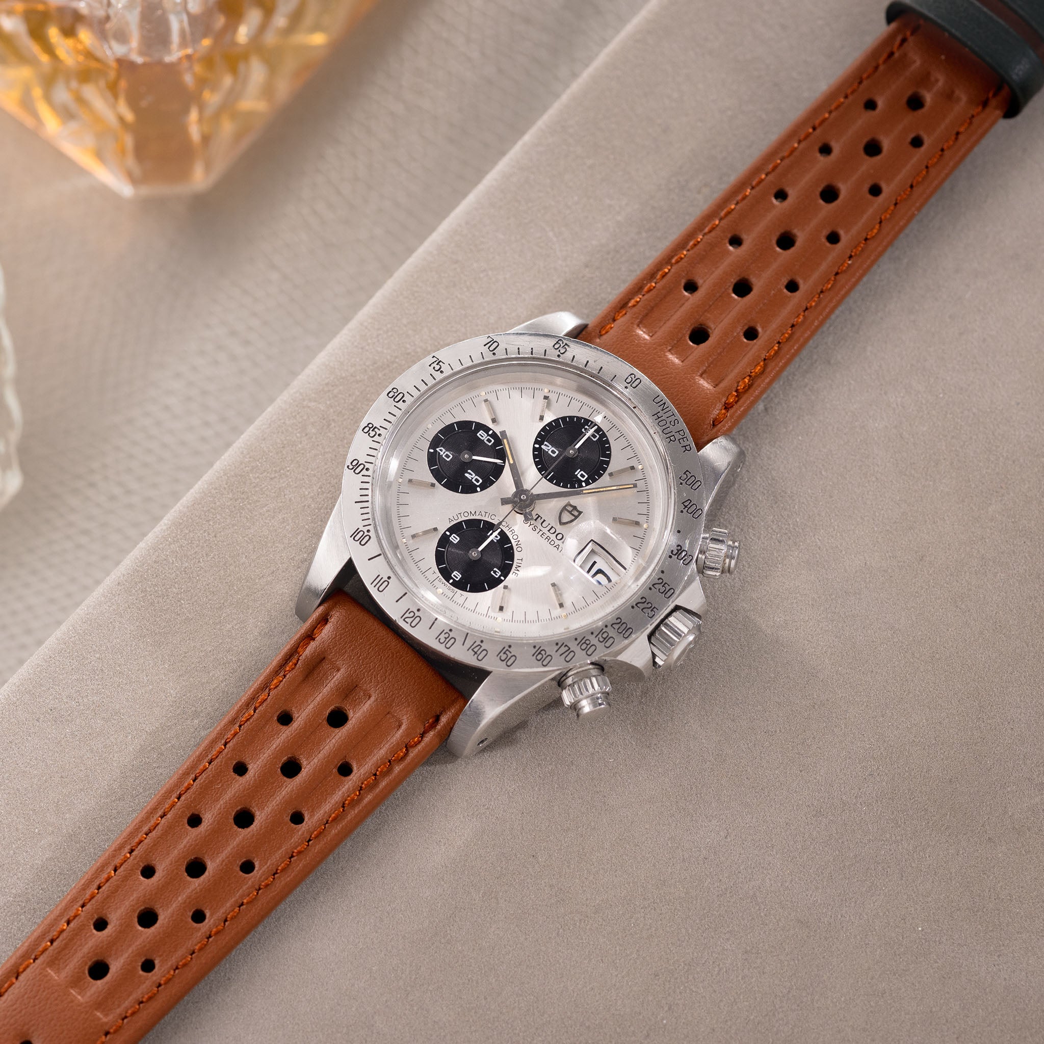 British Racing Cognac Brown Leren Horlogeband - Jubileum Editie - Lengte Lang
