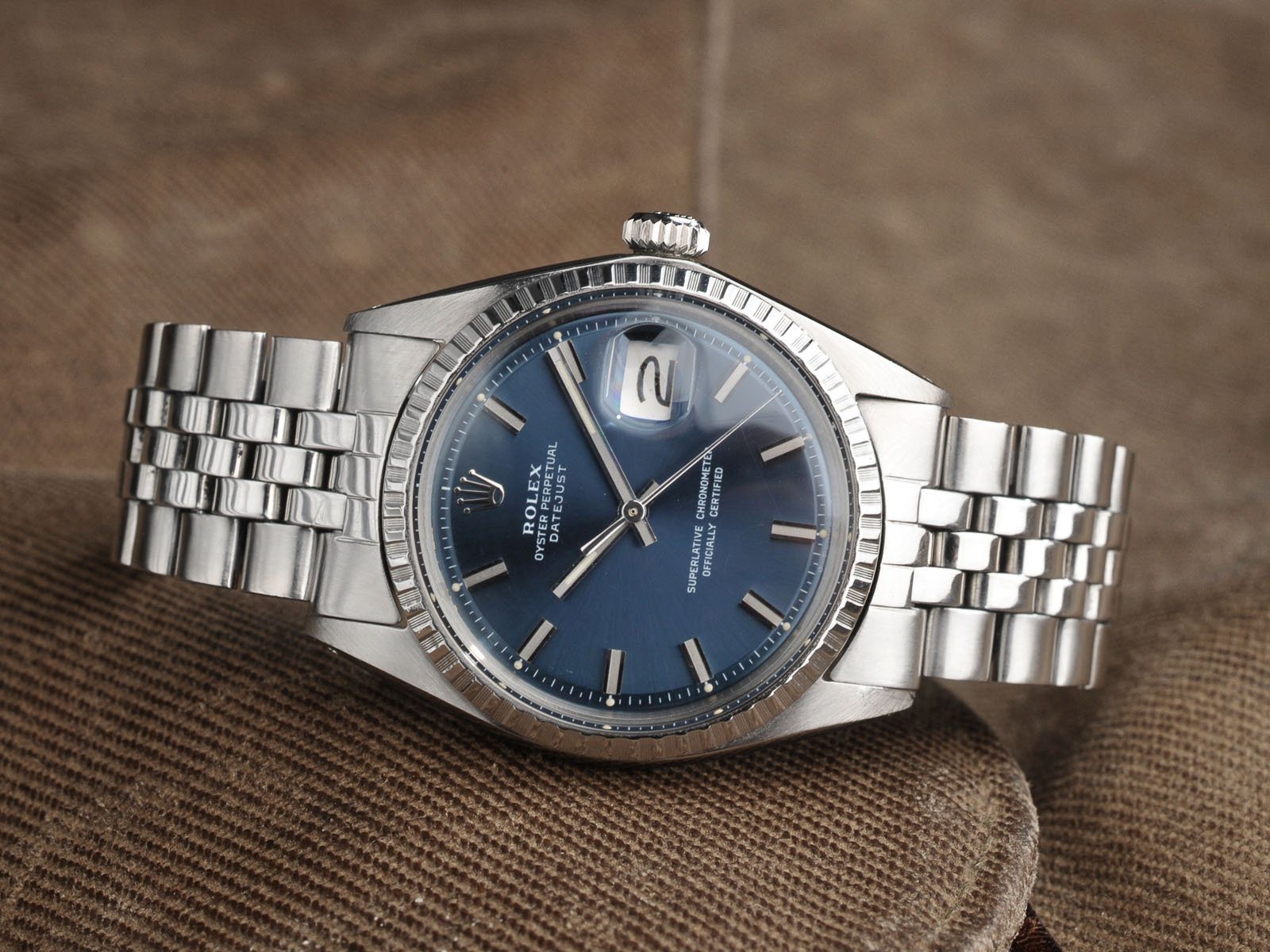 ROLEX 1603 DATEJUST BLUE WIDE BODY