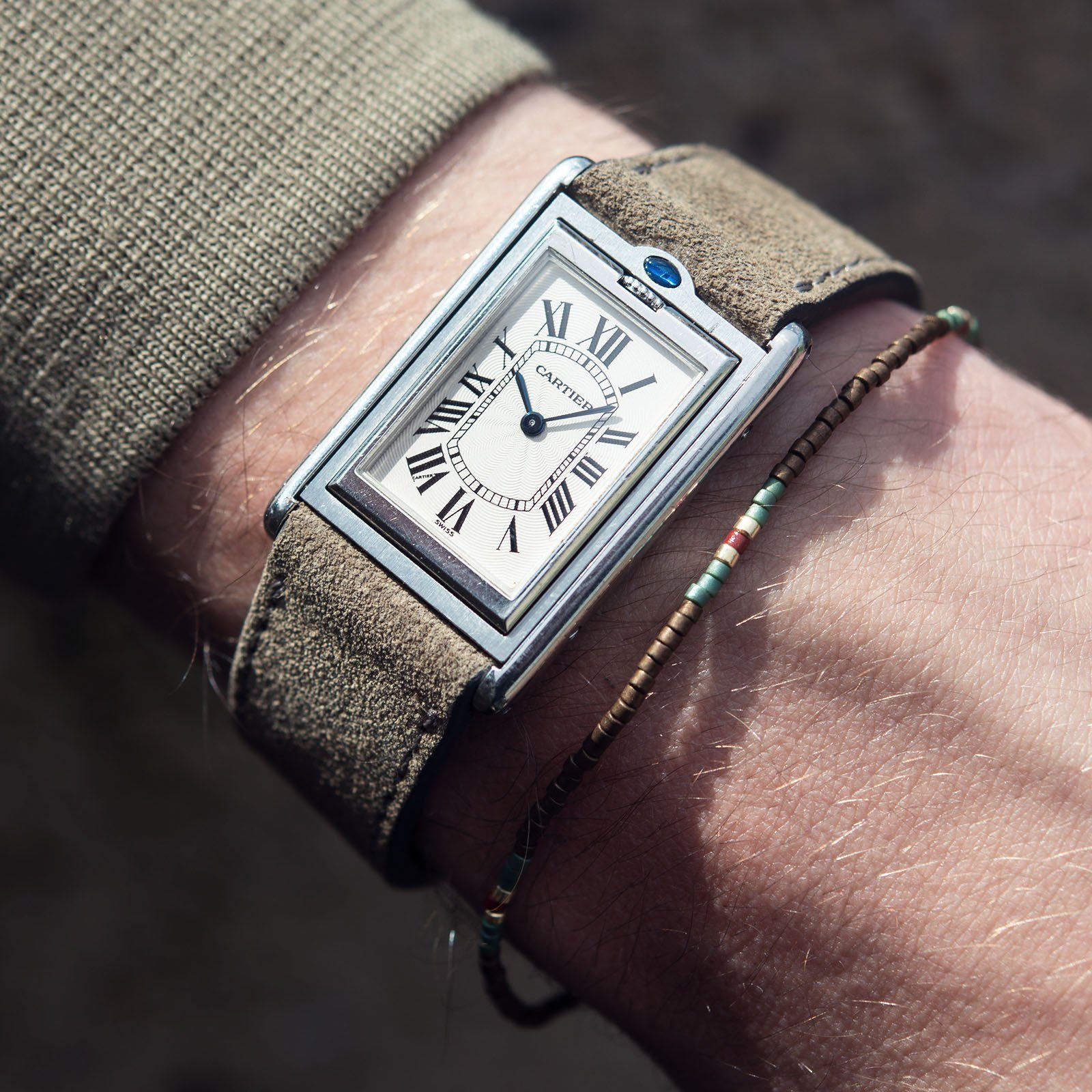 Dark Grey Rugged Leren Horlogeband