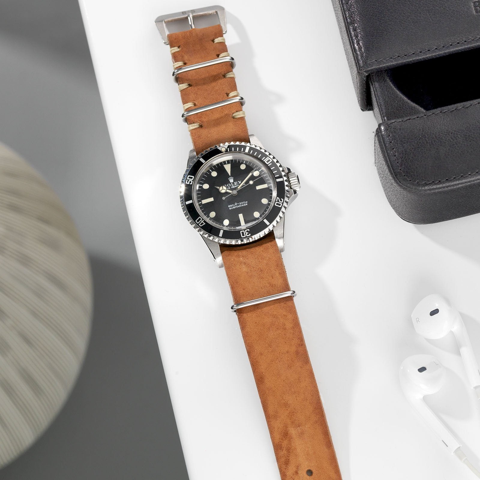 Caramel Brown Nato Leren Horlogeband