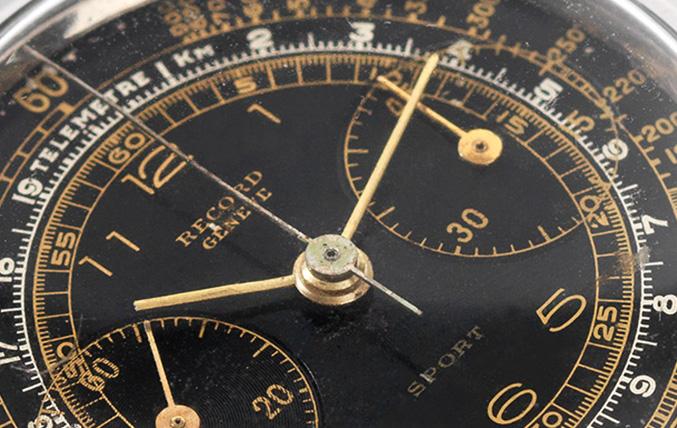 Record Screw Down Case 1940s Gilt Dual Scale Chrono