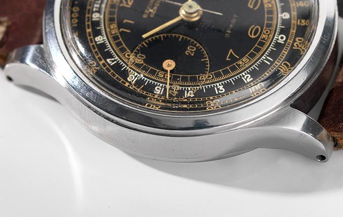Record Screw Down Case 1940s Gilt Dual Scale Chrono