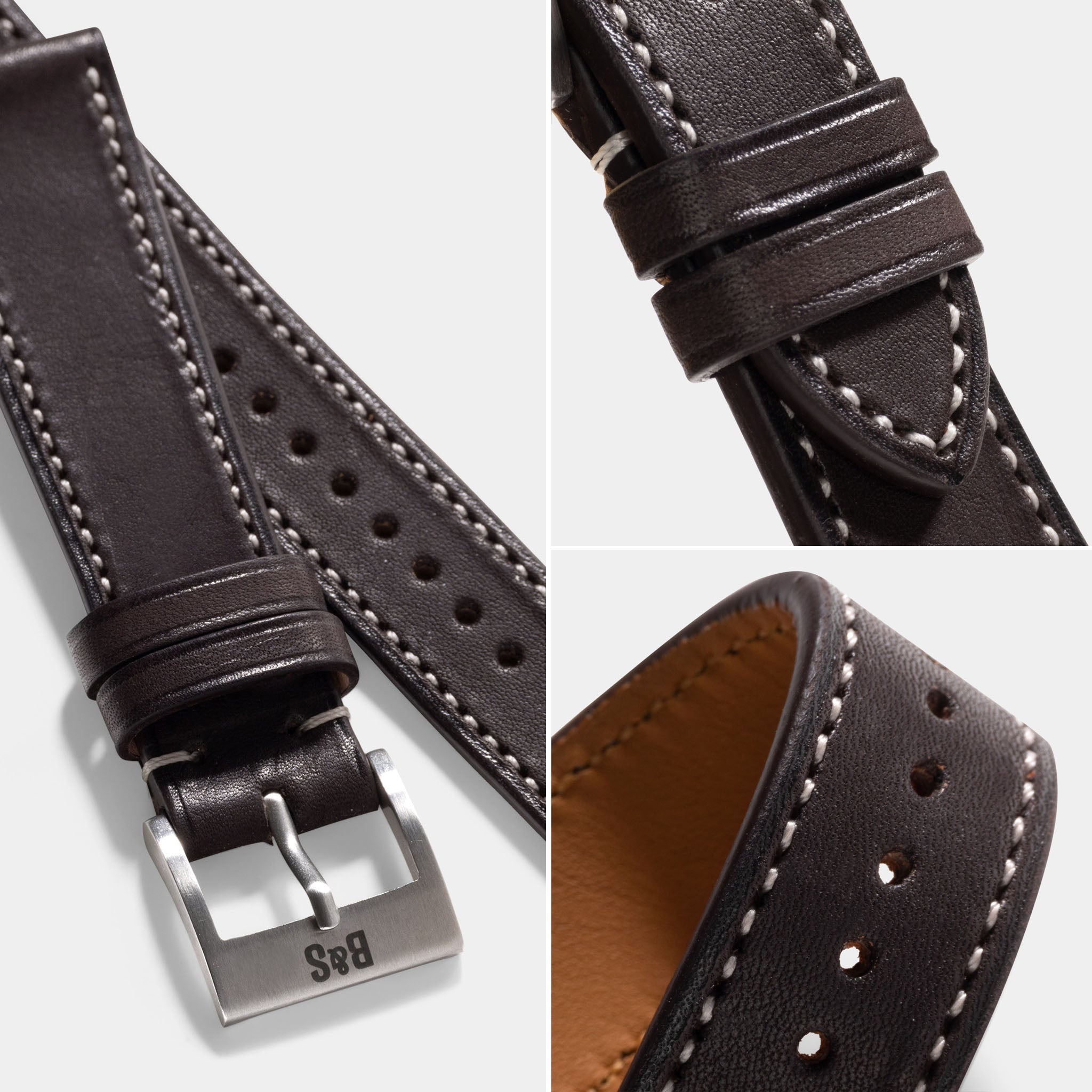 Barenia Dark Brown Leren Horlogeband