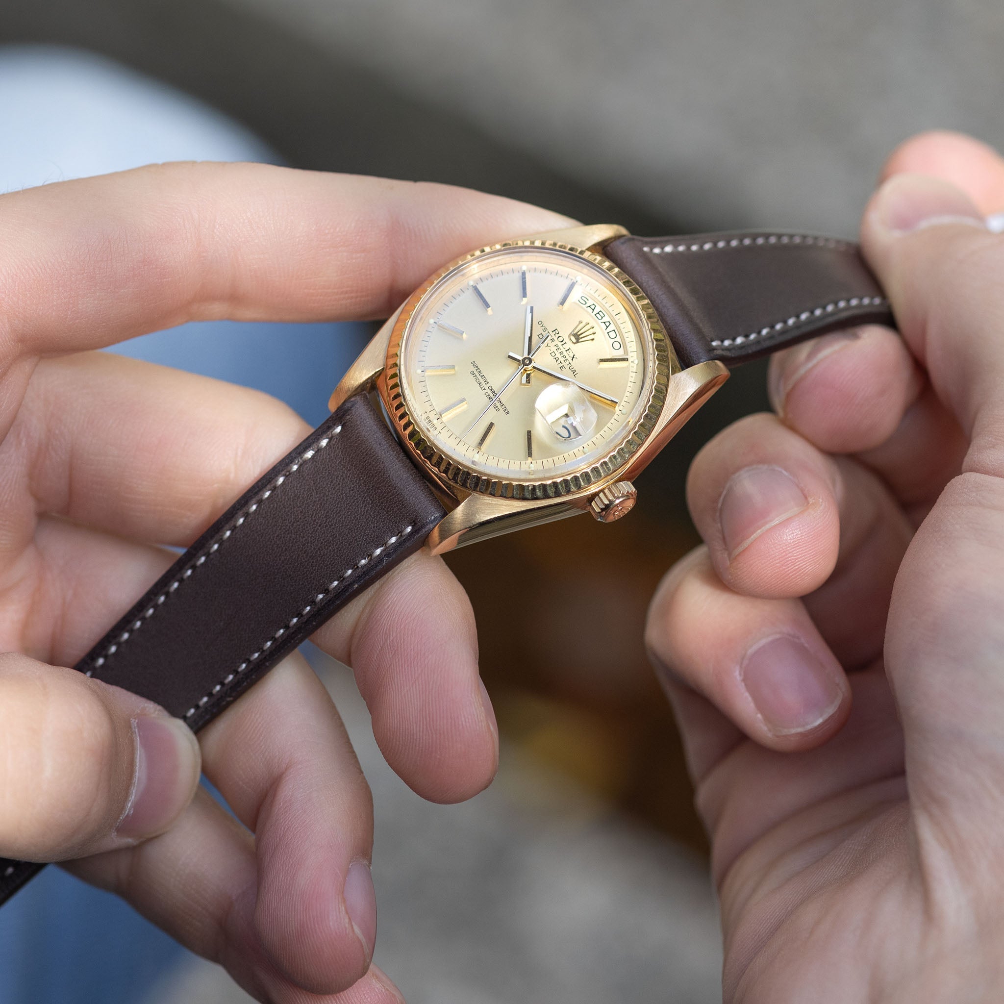 Barenia Dark Brown Leren Horlogeband