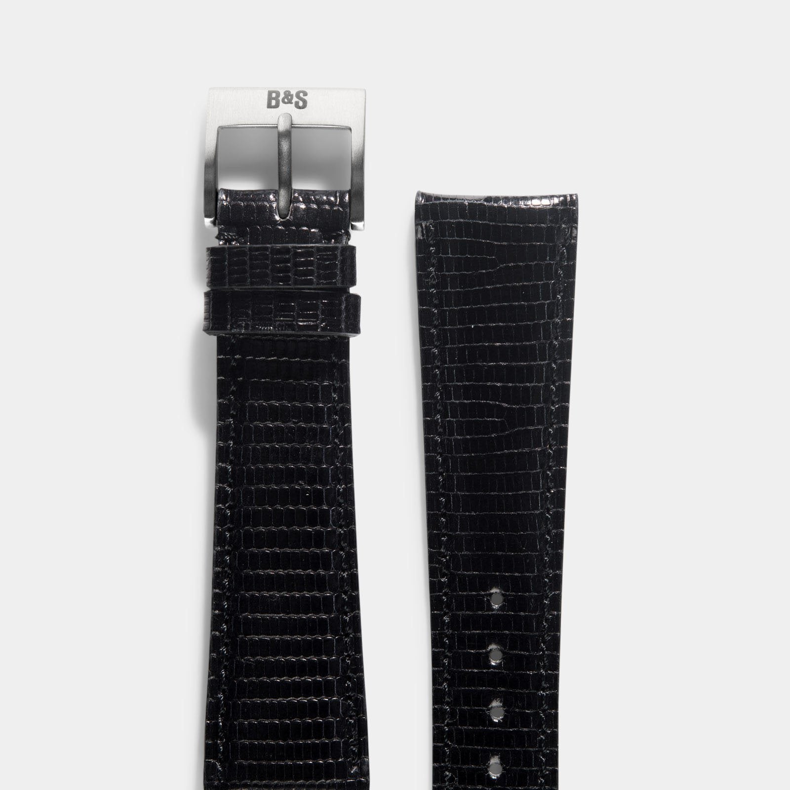 Horlogeband voor Rolex Submariner 5513 & 1680 - Brilliant Black Lizard Leather