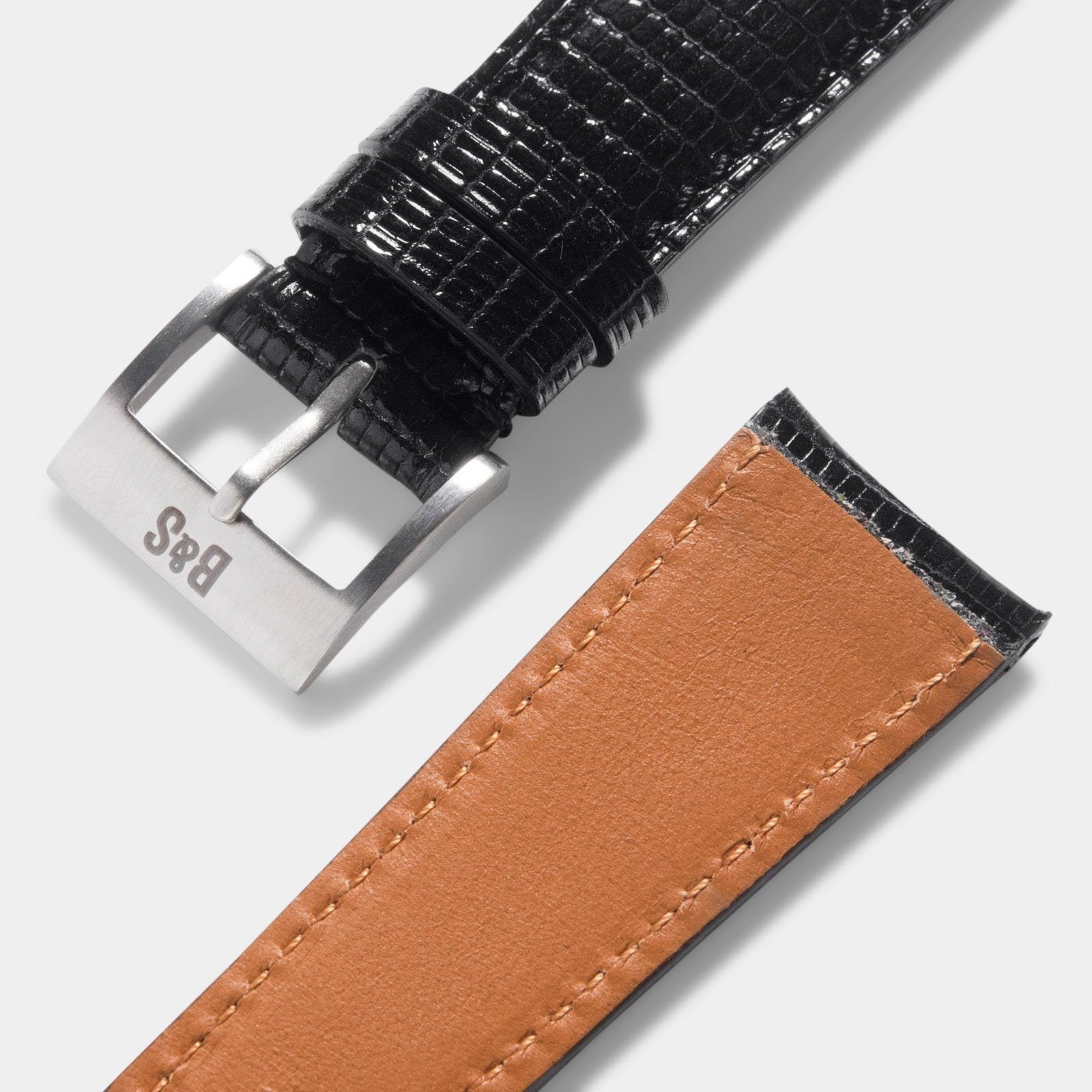 Horlogeband voor Rolex Submariner 5513 & 1680 - Brilliant Black Lizard Leather