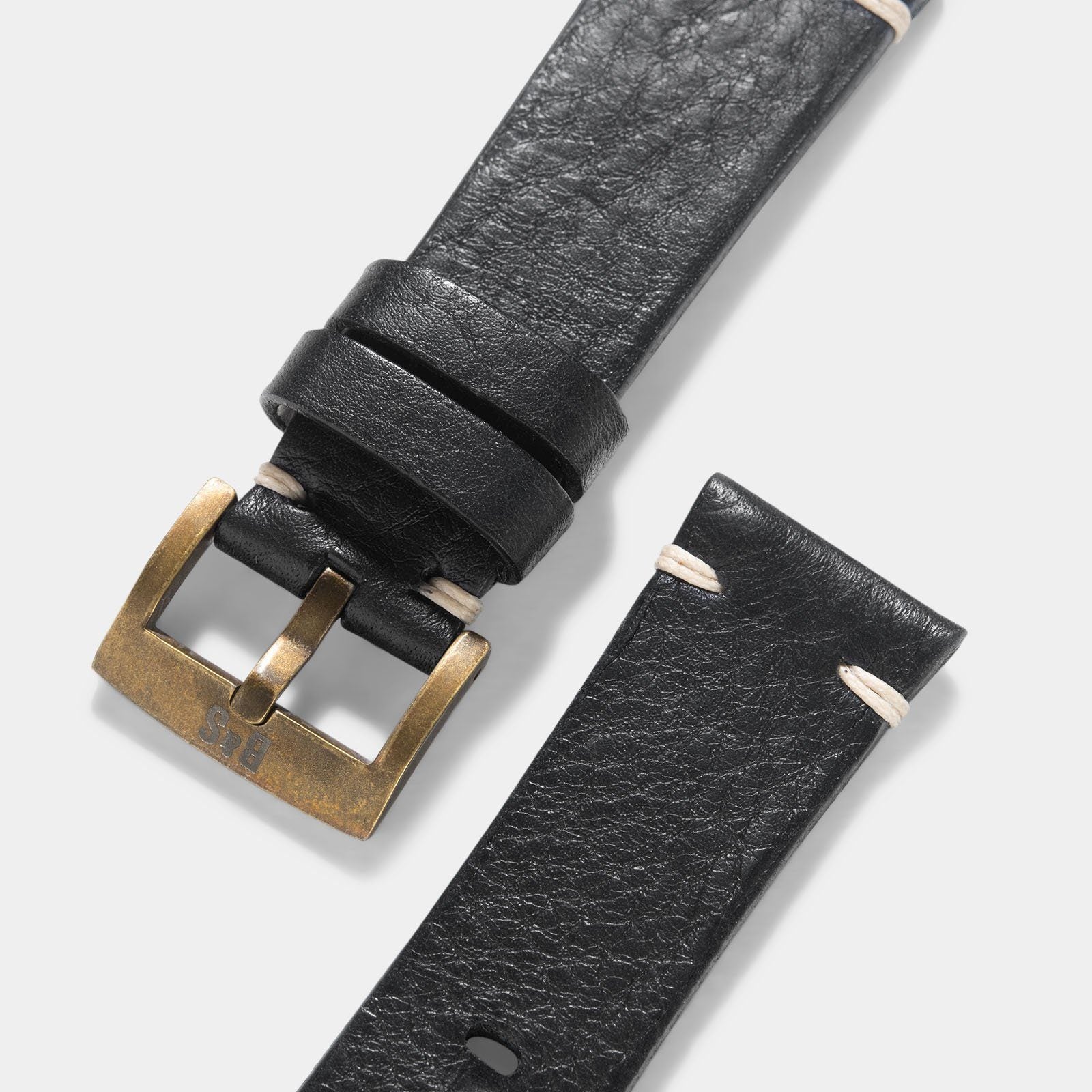 Bronze Perfect Match Zwart Leren Horlogeband