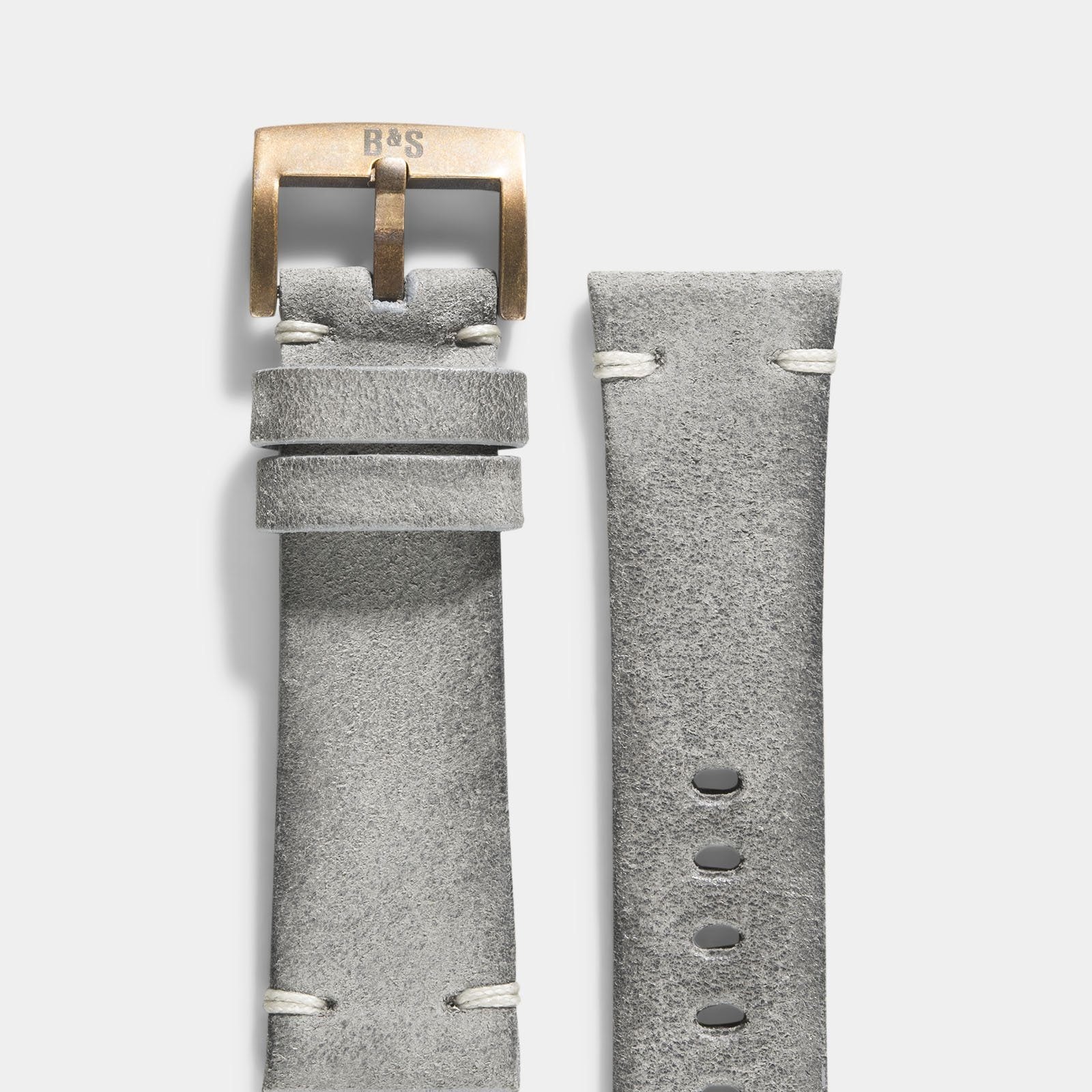 Bronze Perfect Match Rugged Grey Leren Horlogeband