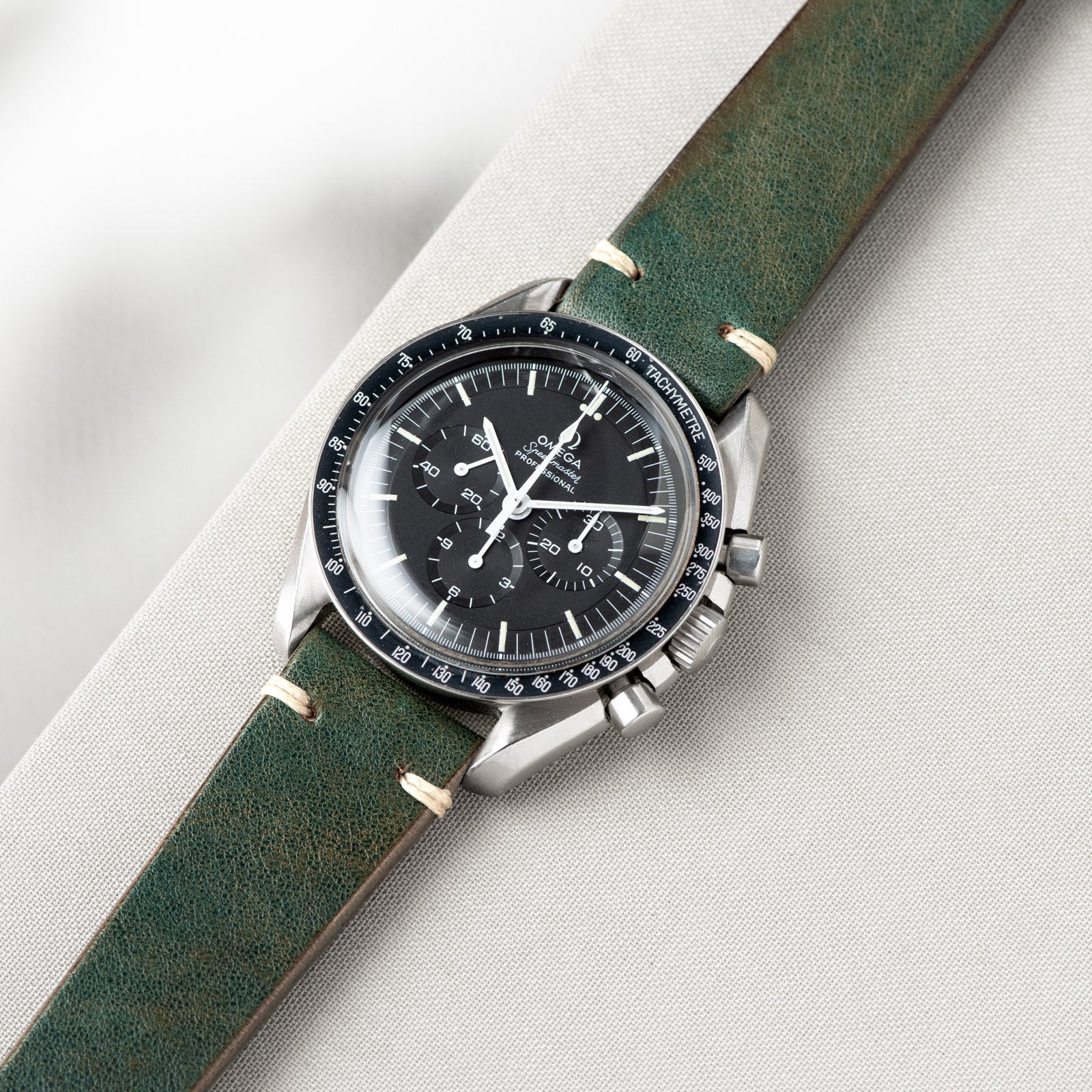 Vintage Green Leren Horlogeband