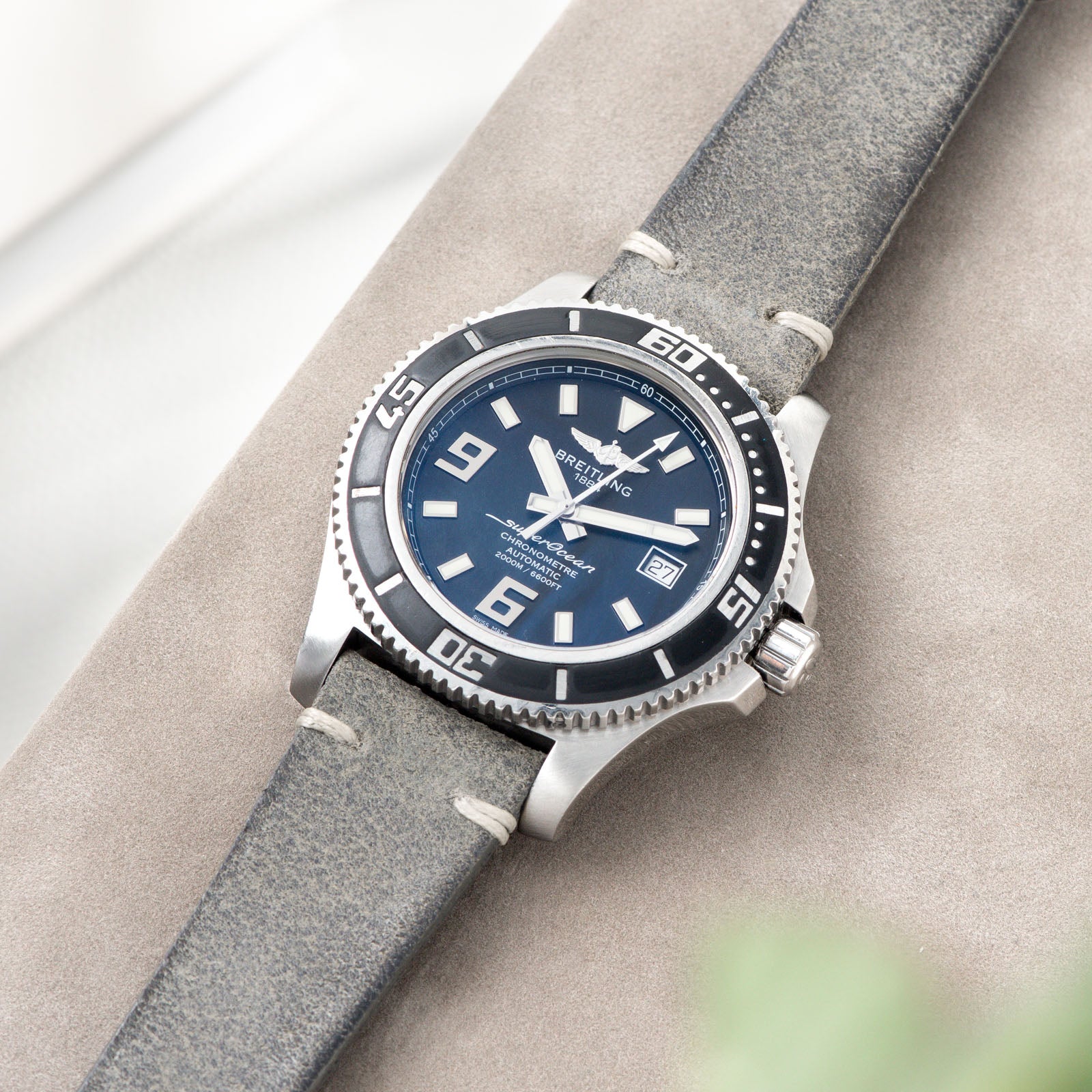 Rugged Grey Leren Horlogeband