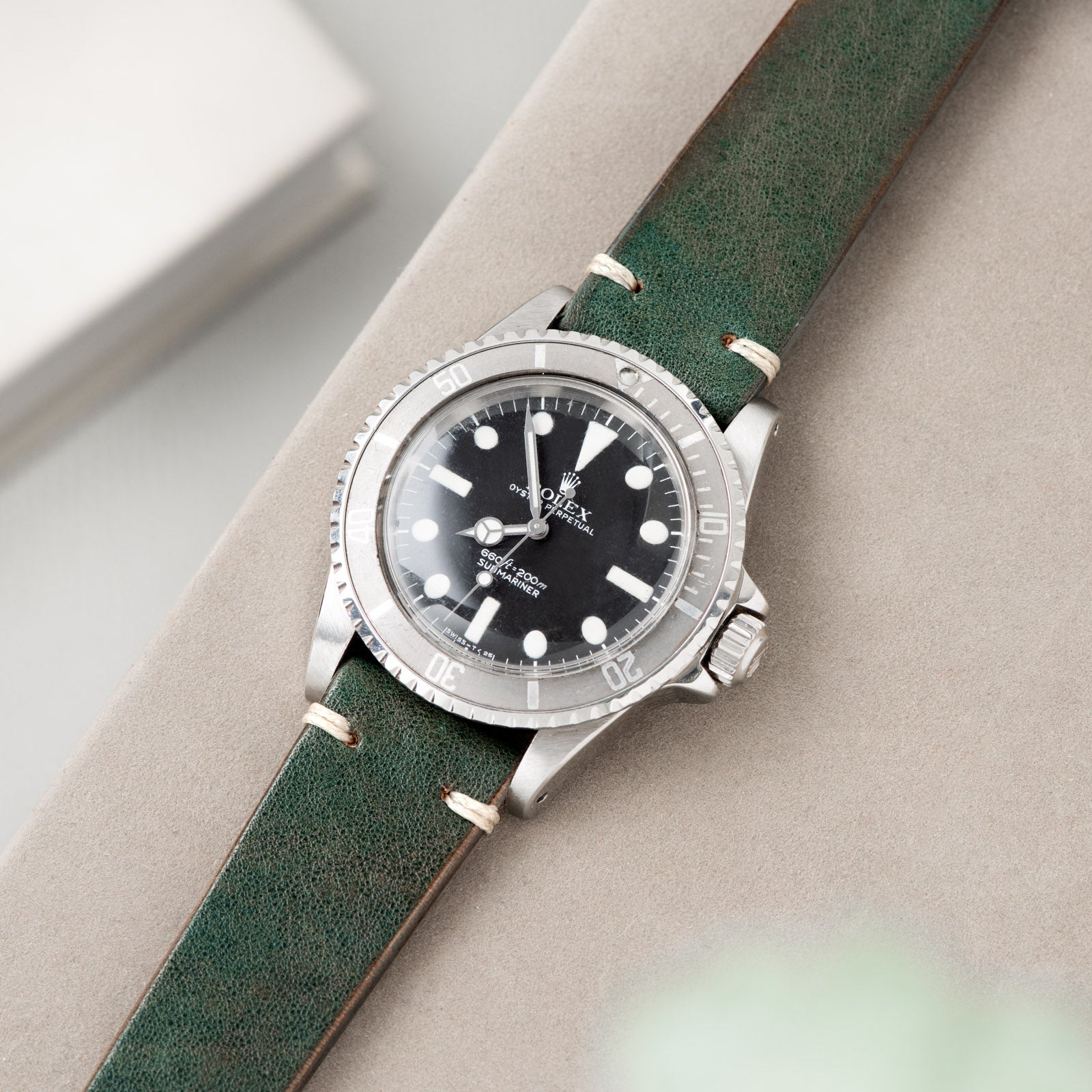 Vintage Green Leren Horlogeband