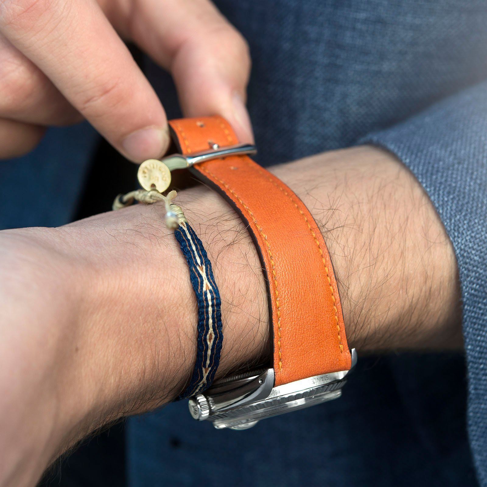 City Orange Leren Horlogeband