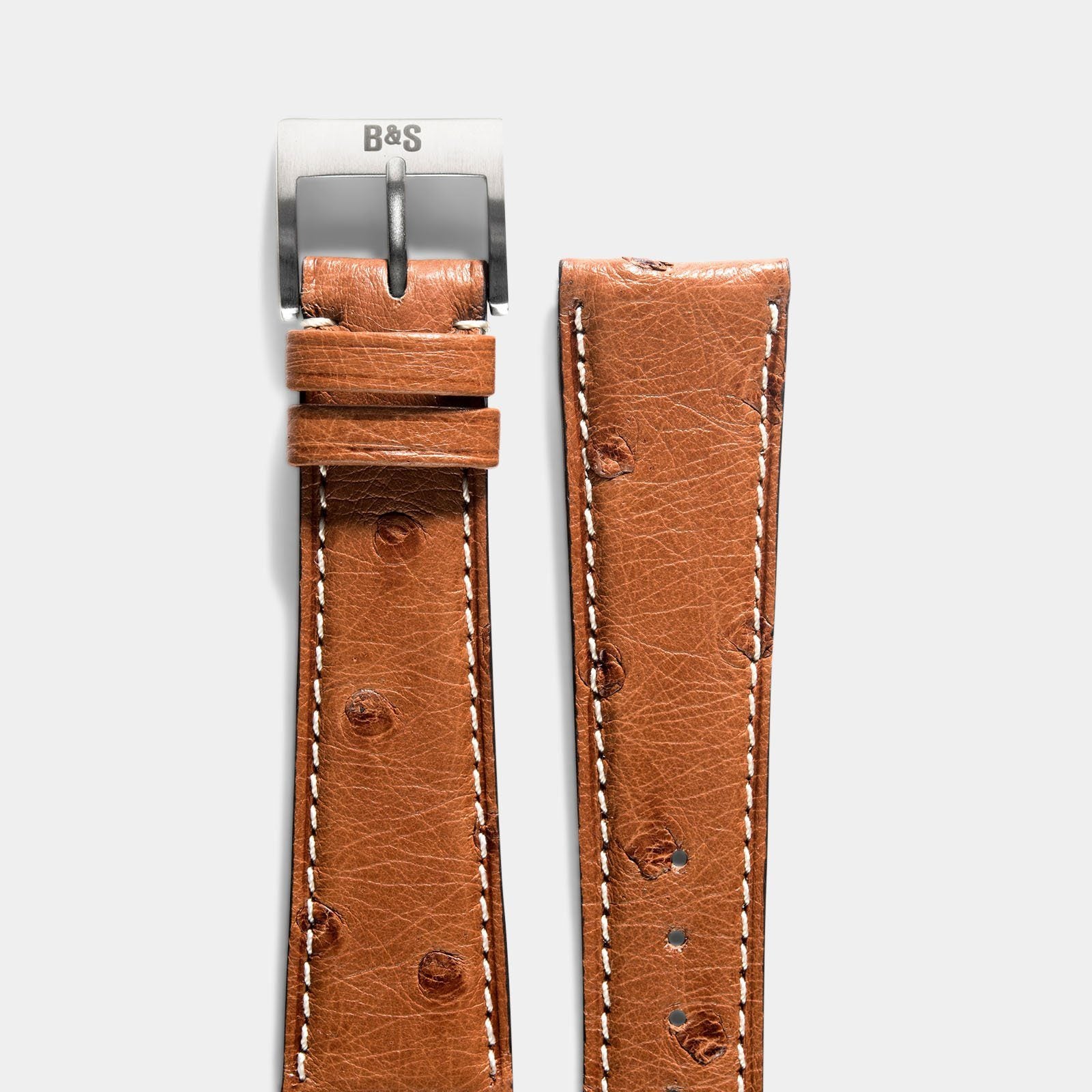 Cognac Brown Ostrich Leren Horlogeband