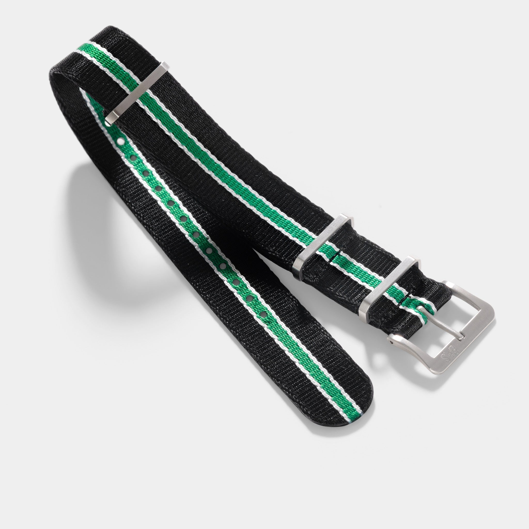 Deluxe Nylon Nato Horlogeband Zwart Groen Gestreept