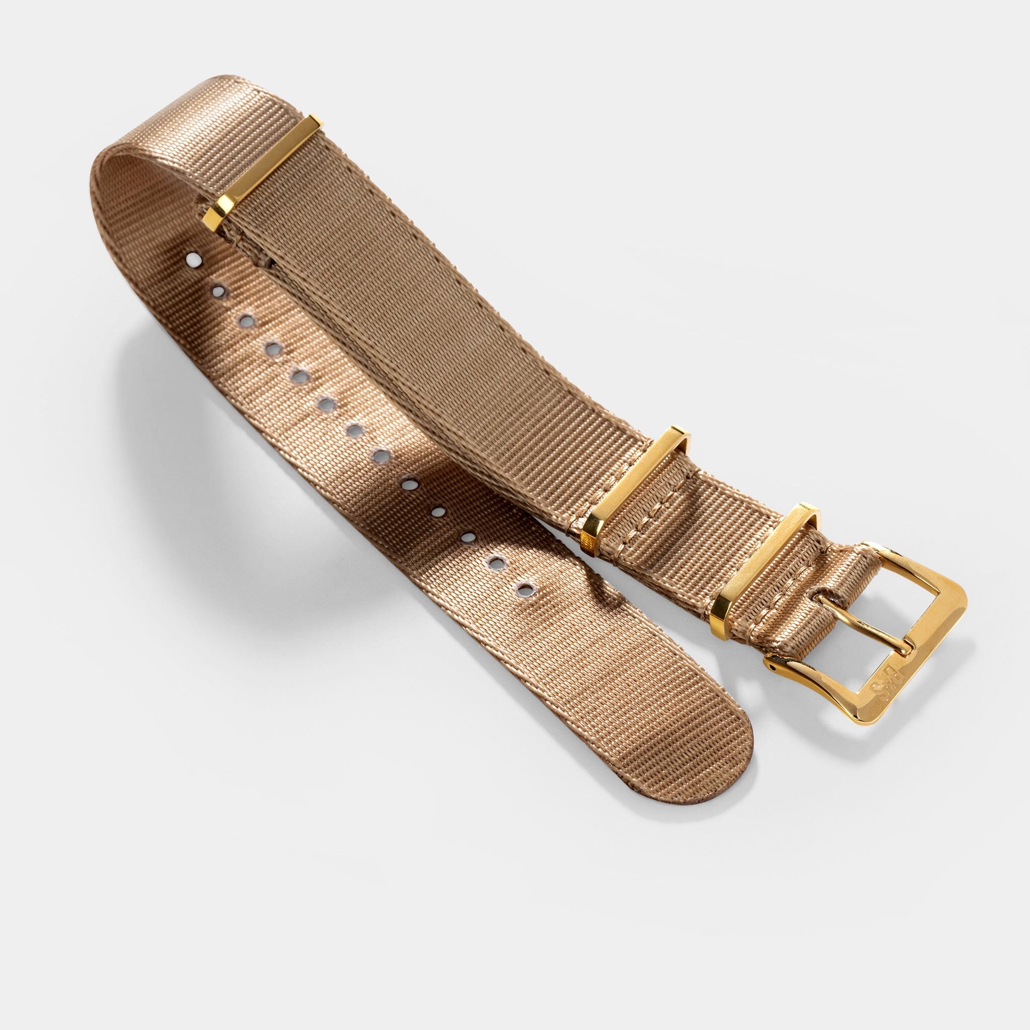 Deluxe Nylon Nato Horlogeband Coyote Brown - Goud