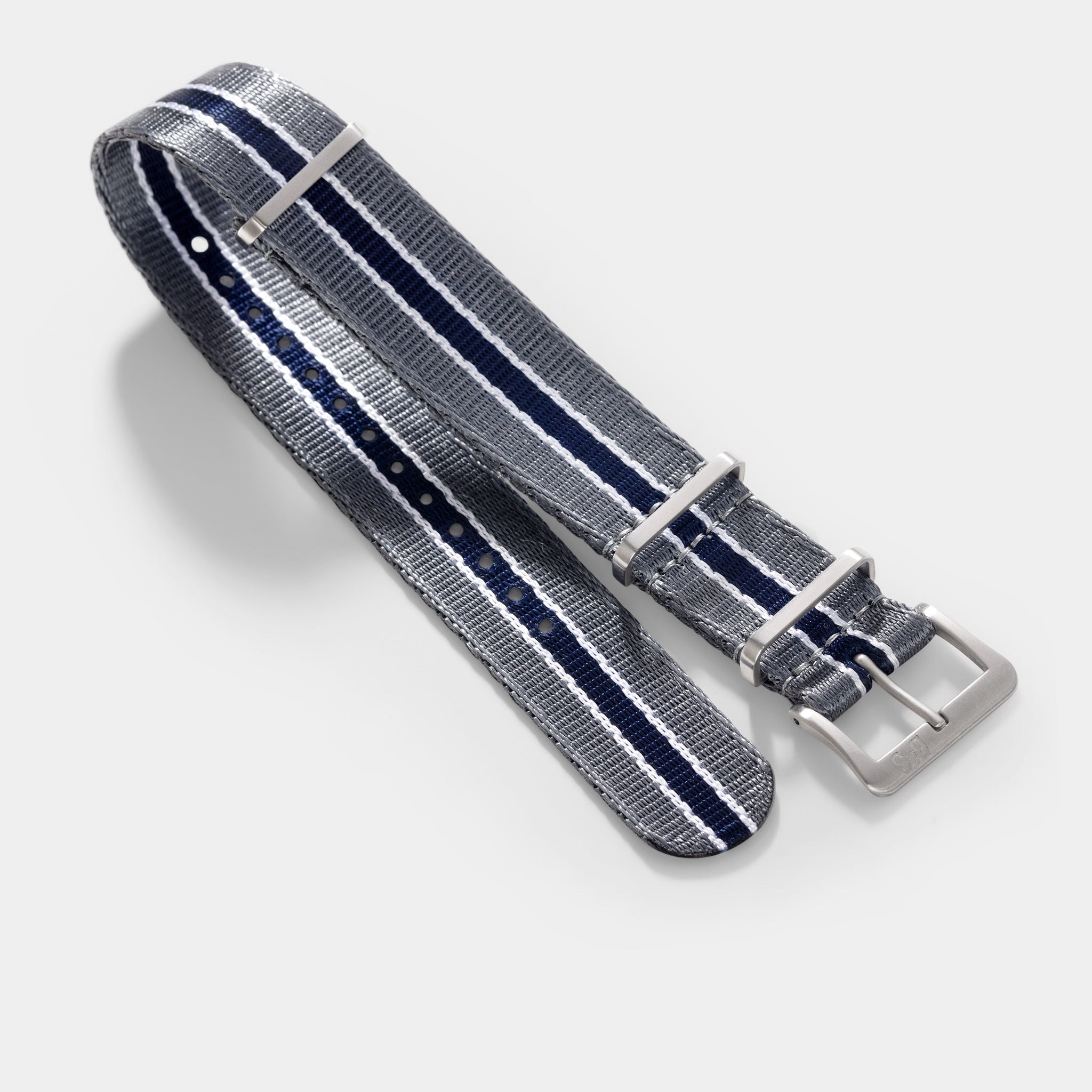 Deluxe Nylon Nato Horlogeband Grijs Blauw Gestreept