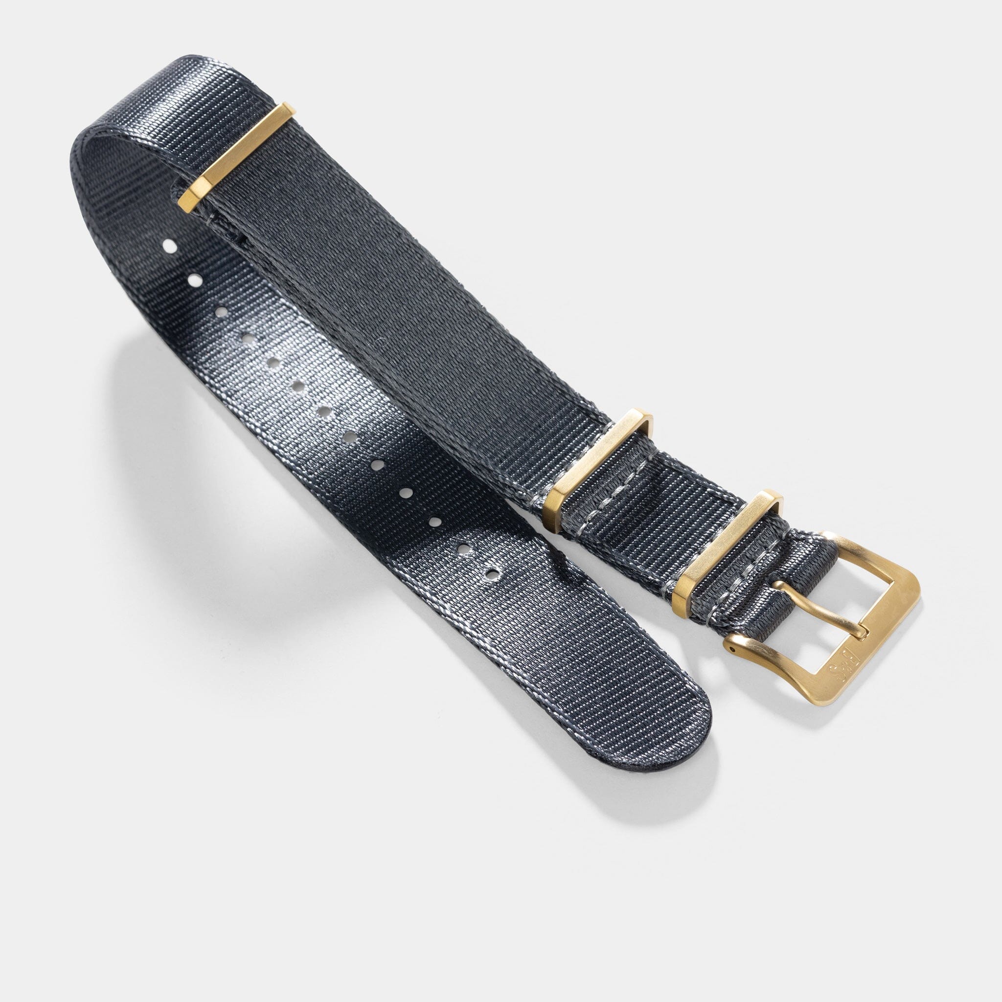 Deluxe Nylon Nato Horlogeband Diep Grijs - Mat Goud