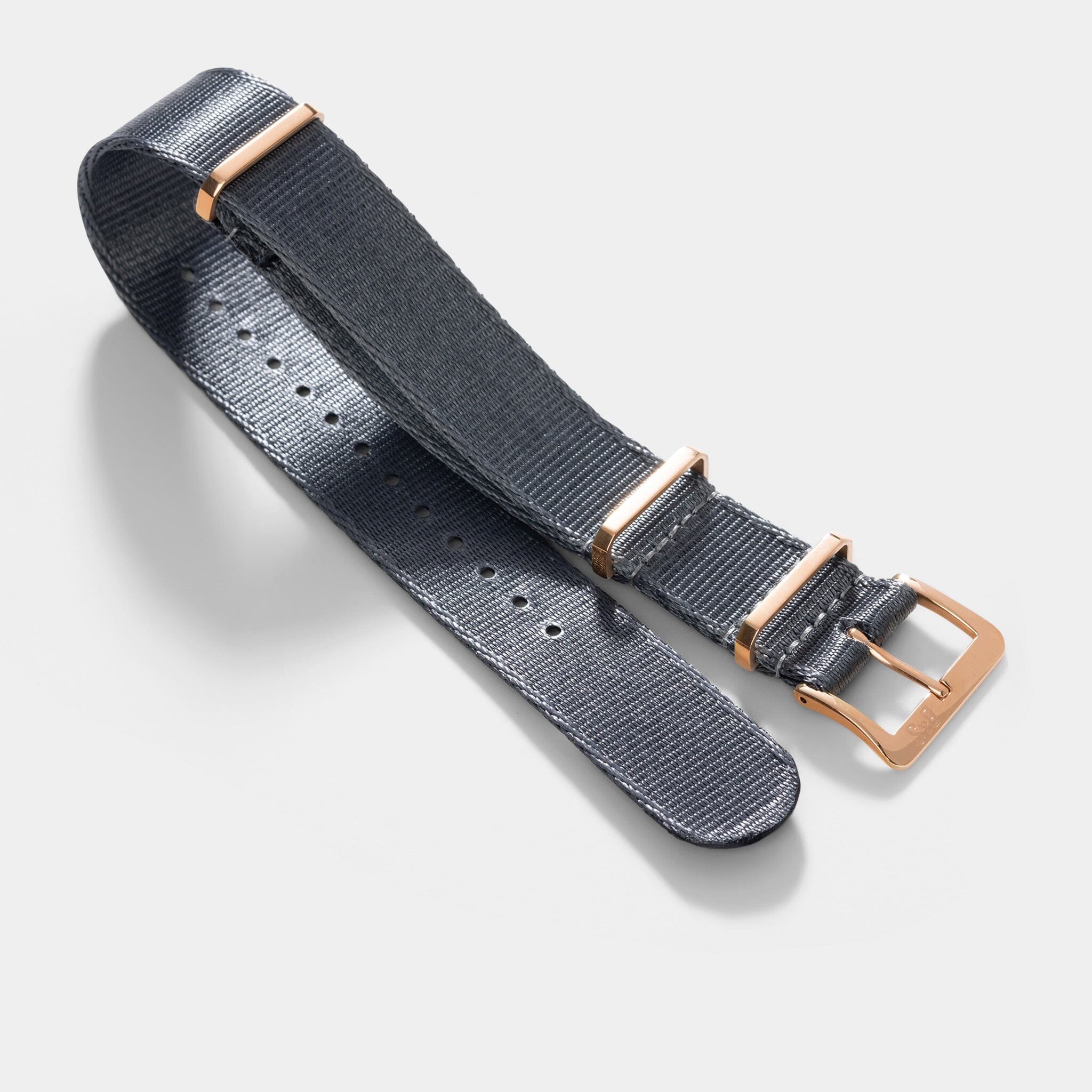 Deluxe Nylon Nato Horlogeband Diep Grijs - Rose Goud