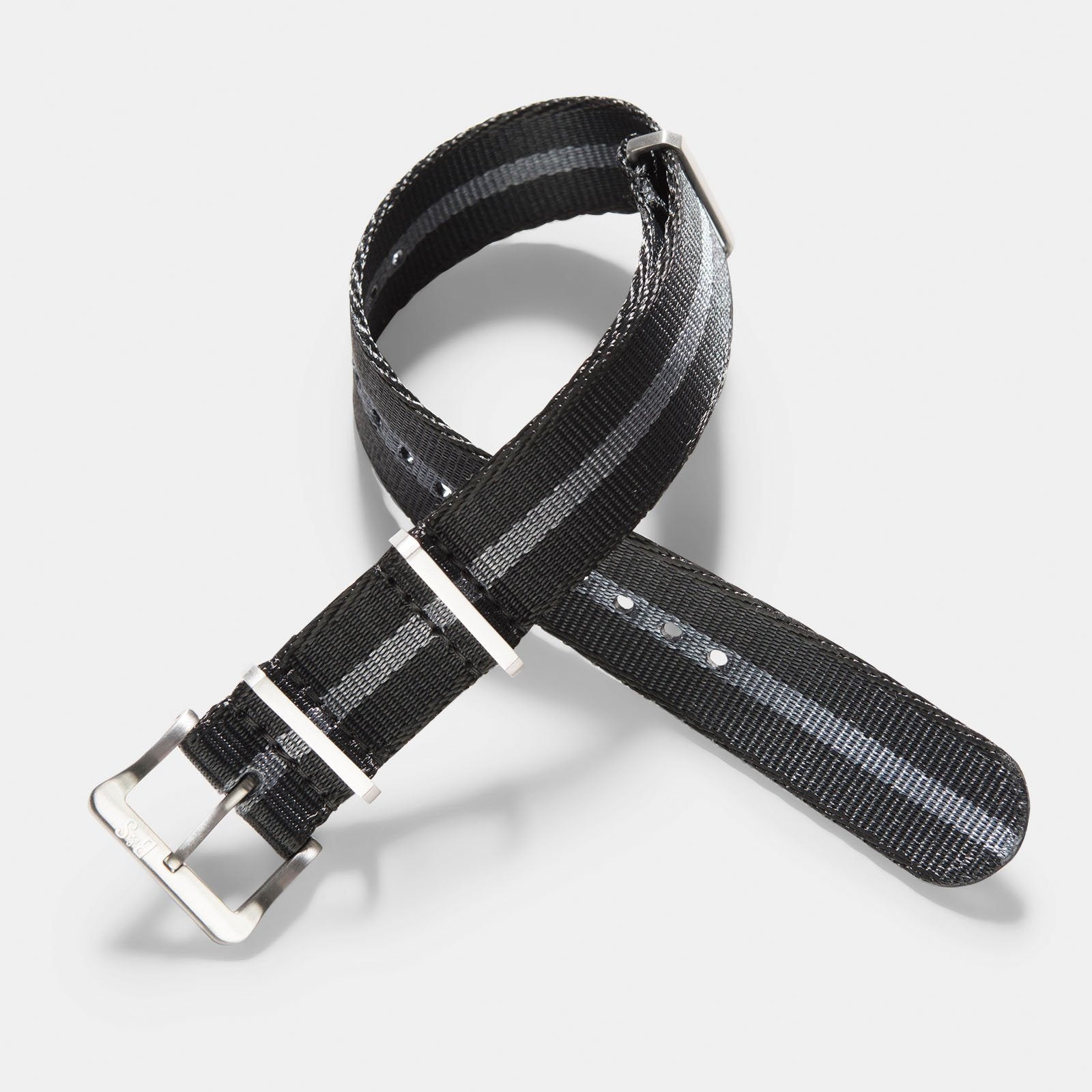 Horlogeband voor IWC Flieger Chronograph - Nylon Single Pass Black Striped (20mm)