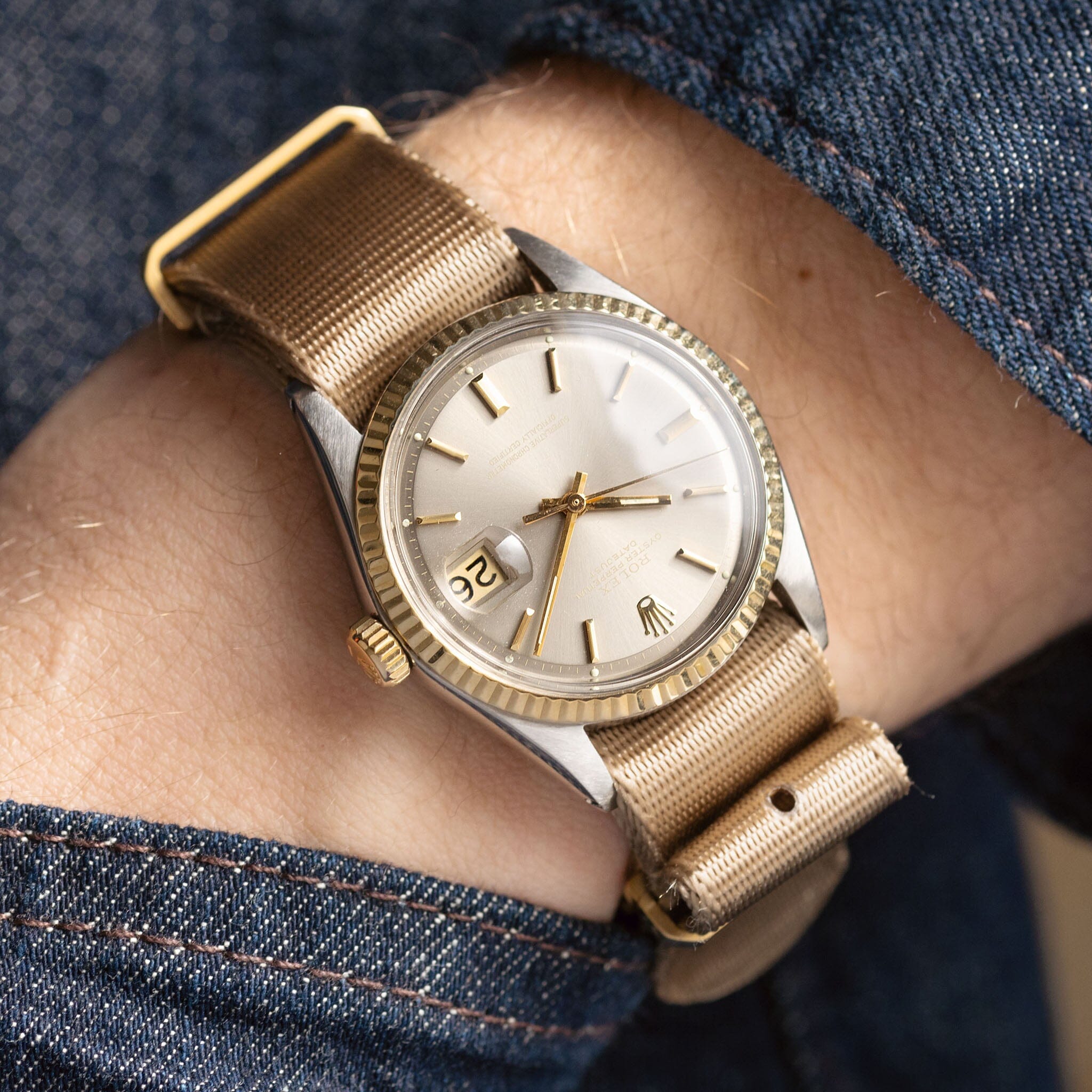 Deluxe Nylon Nato Horlogeband Coyote Brown - Goud