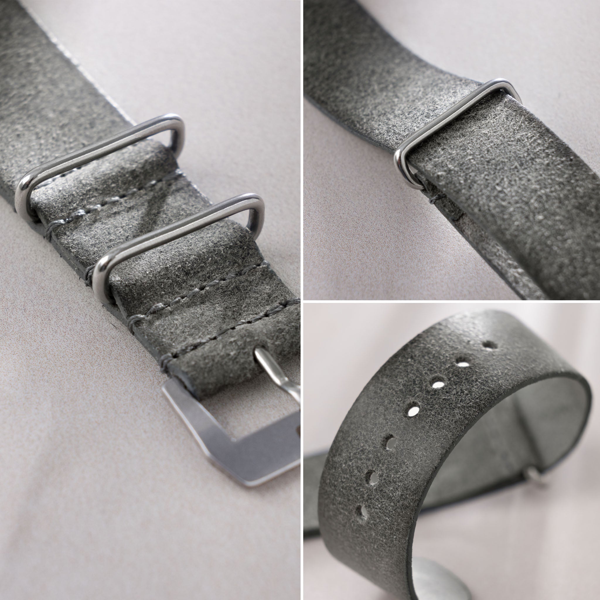 Horlogeband voor Rolex Submariner 5513 & 1680 - Grey Single Pass Leather