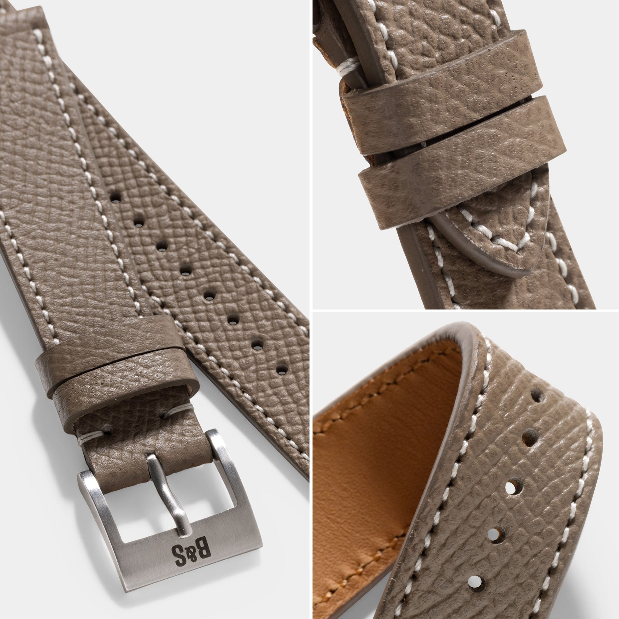Epsom Taupe Grey Leren Horlogeband