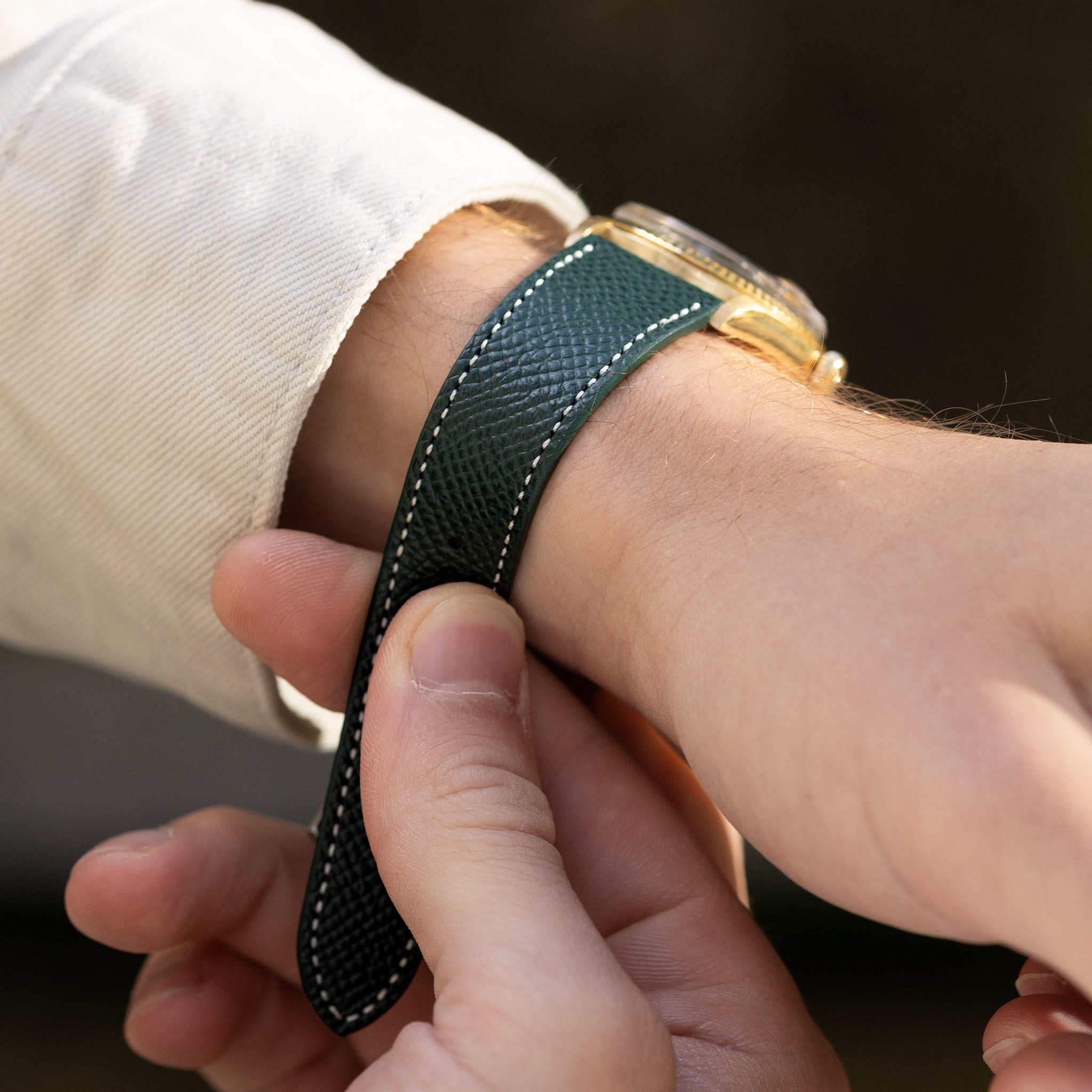 Marston Calf Dark Green Leren Horlogeband