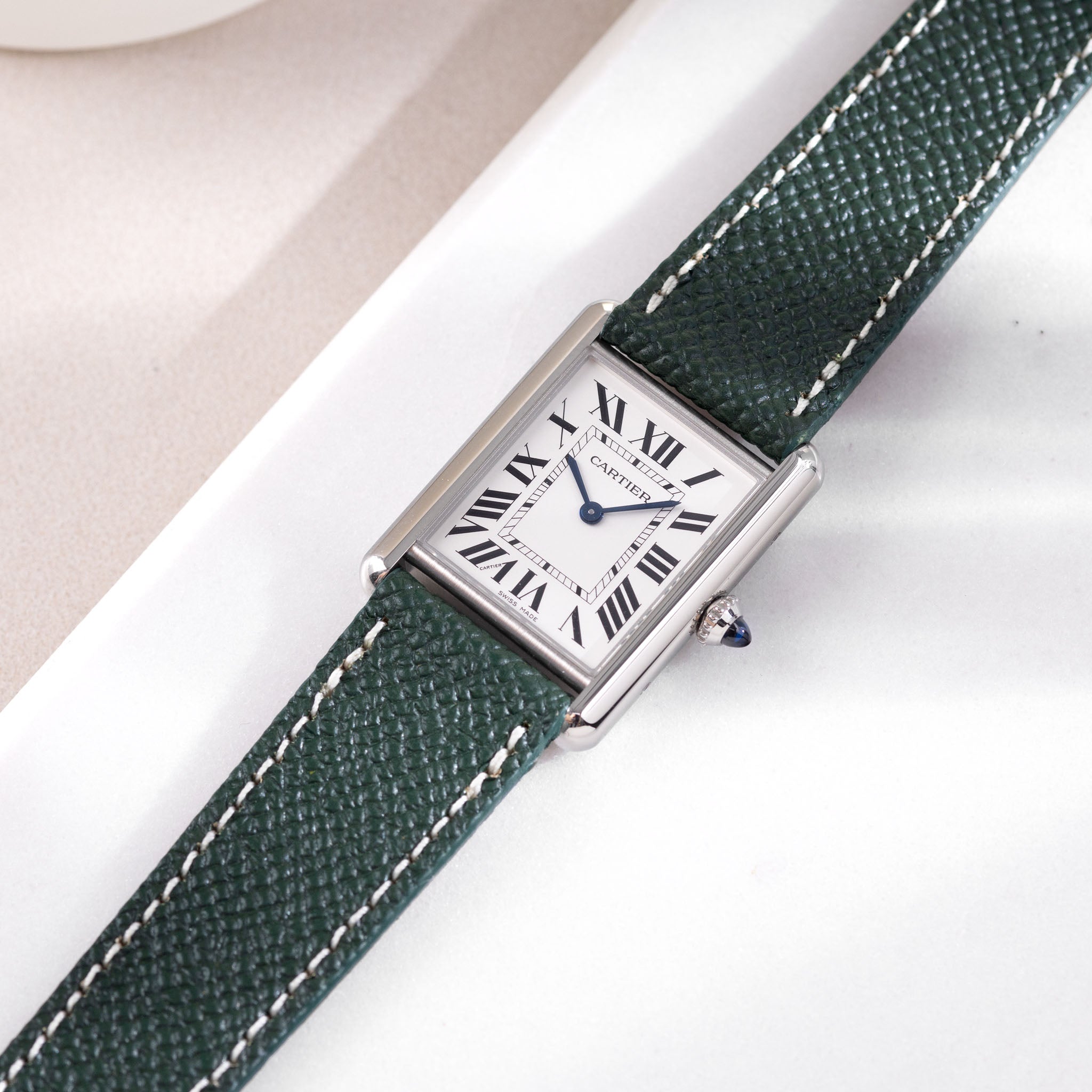 Horlogeband voor Cartier Tank Must (2021-2024) - The Marston Calf Dark Green