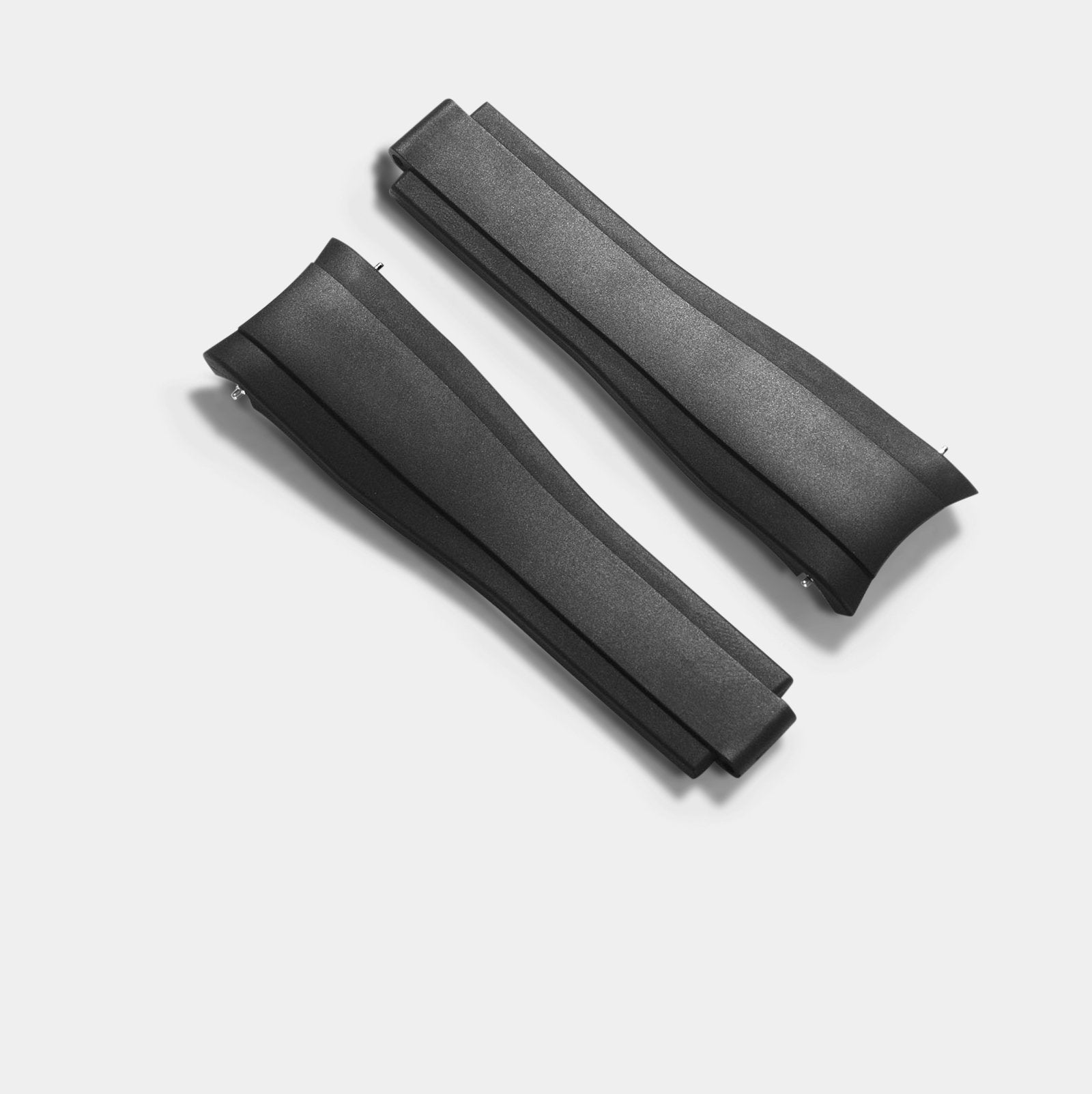 Everest Curved End Zwart Rubber Strap - ONLY For Modern Rolex With Deployant Clasp
