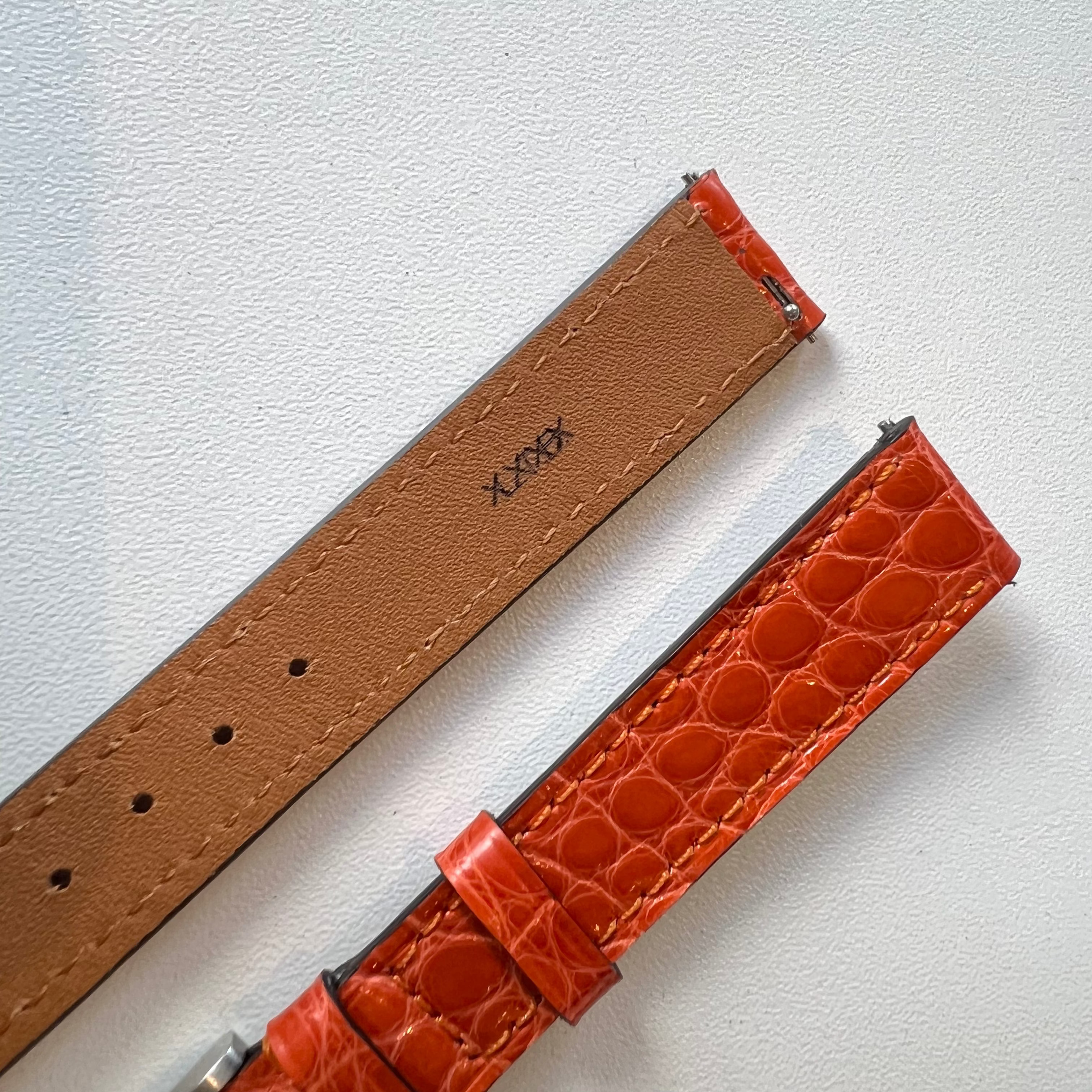 Sample Sale - Brilliant Orange Alligator Leather Watch Strap - 16mm - Quick Release