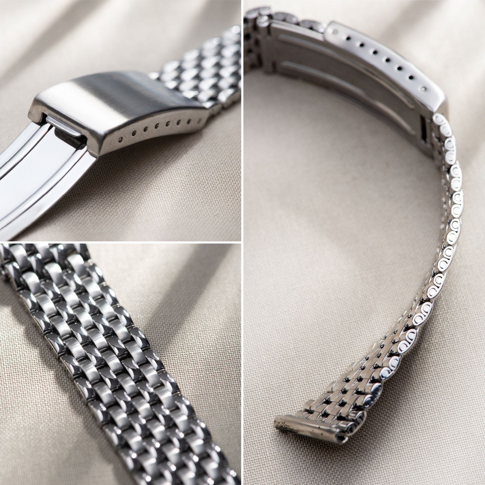 Beads Of Rice Horlogearmband mat/gepolijst - rechte endlinks - Lengte Lang