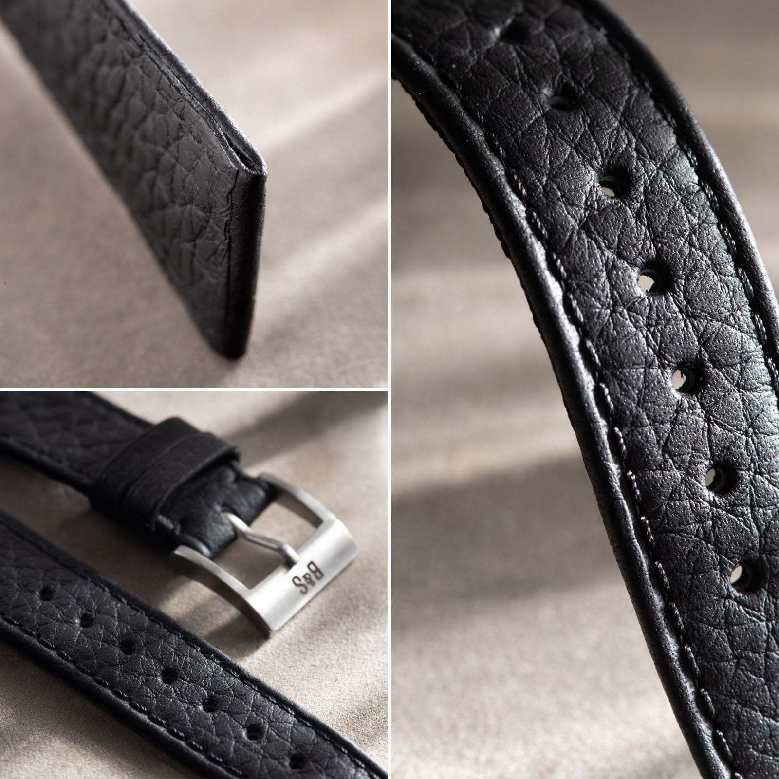 Taurillon Zwart Speedy Leren Horlogeband