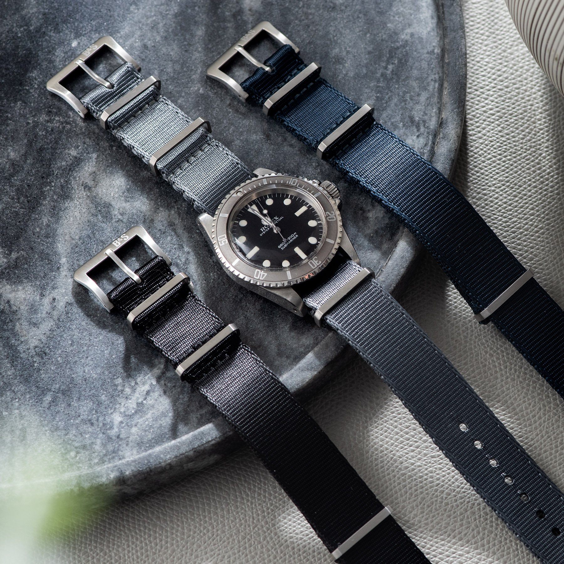 Deluxe Nylon Nato Horlogeband Diep Grijs