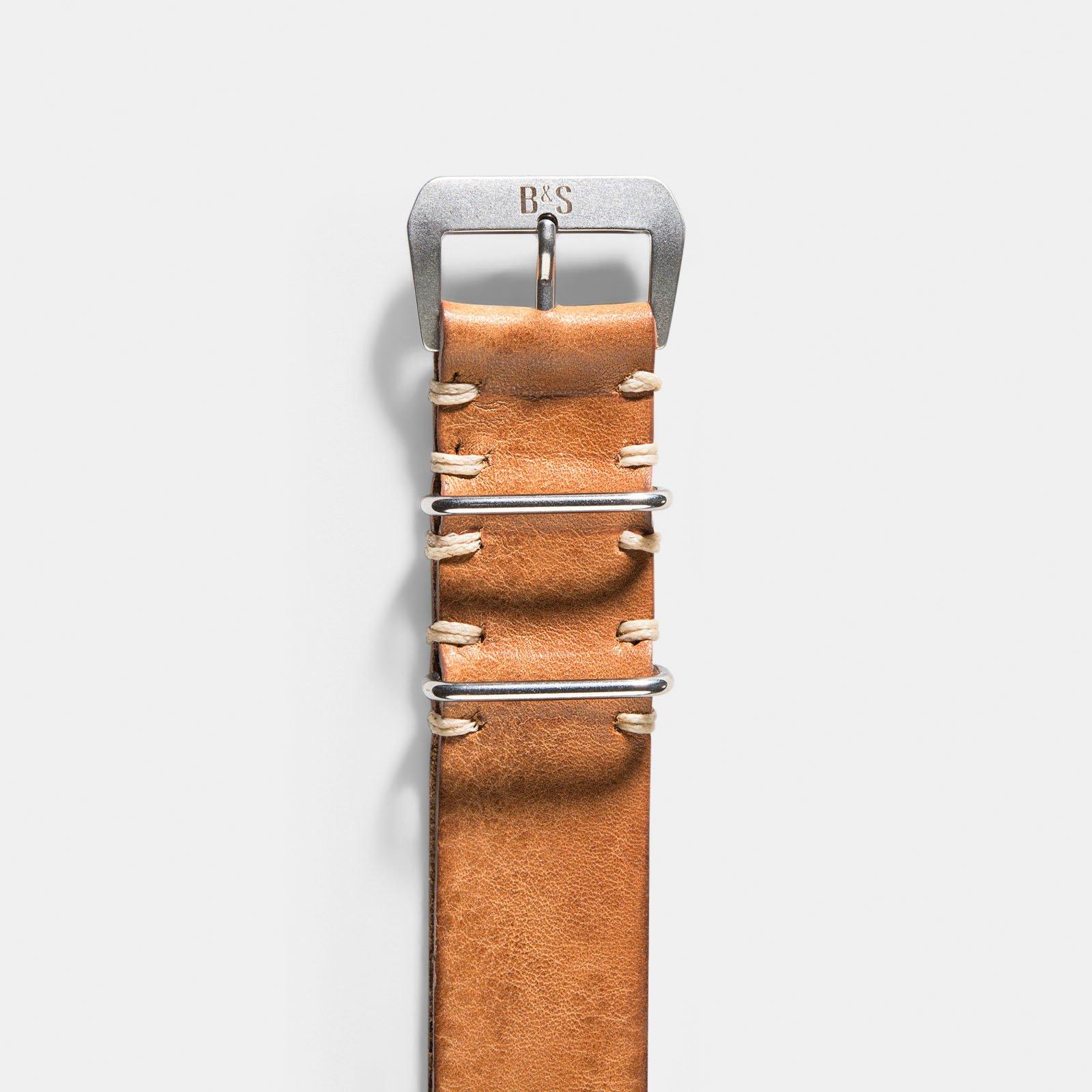 Caramel Brown Nato Leren Horlogeband