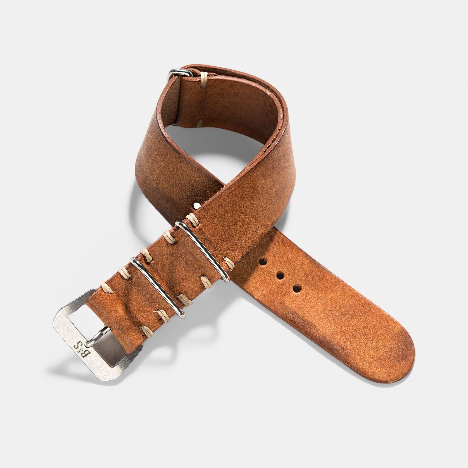 Caramel Brown Nato Leren Horlogeband