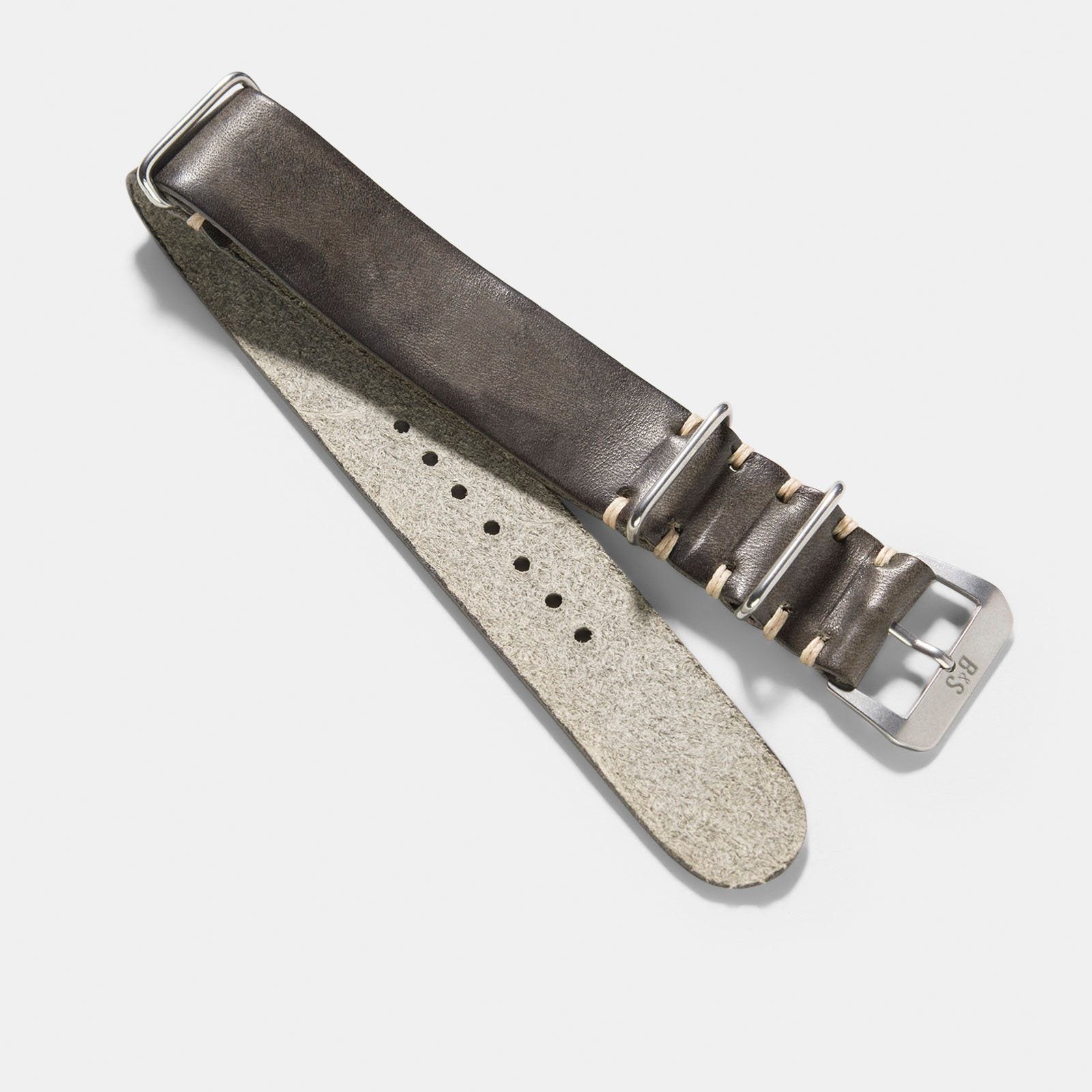Piombo Grey Nato Leren Horlogeband
