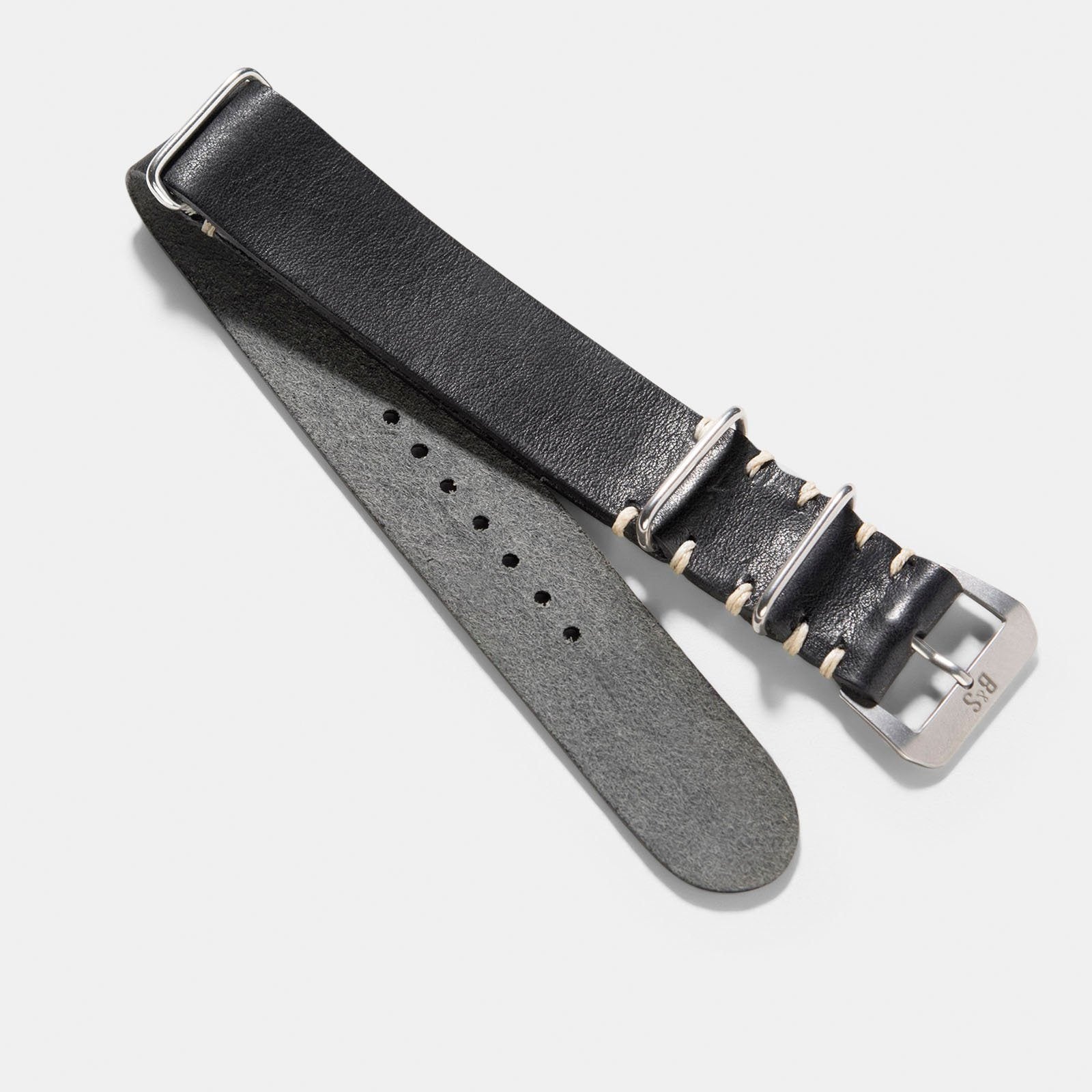 Zwart Nato Leren Horlogeband