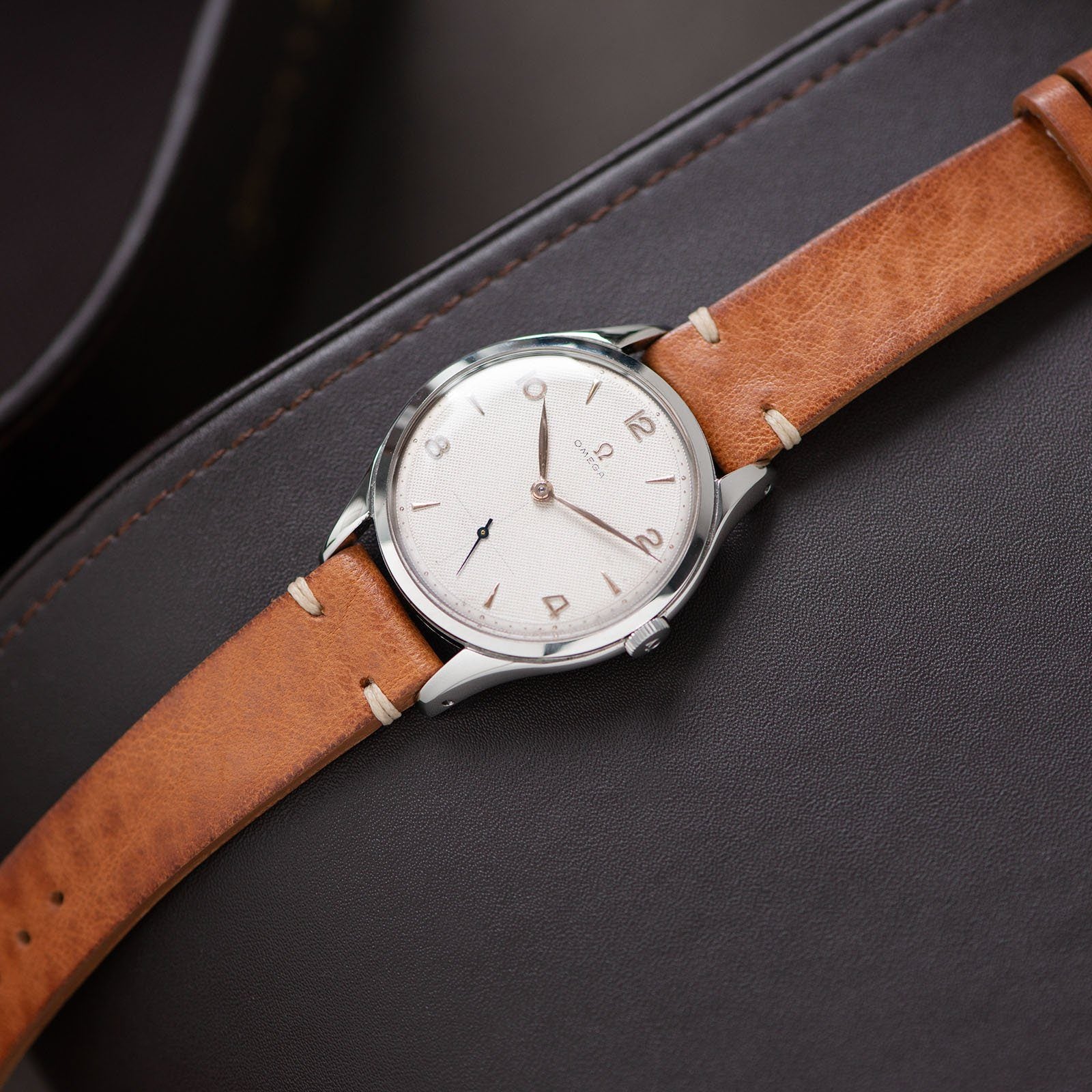 Vintage Omega Oversize Steel Waffle Dial Dress Watch 2505-9