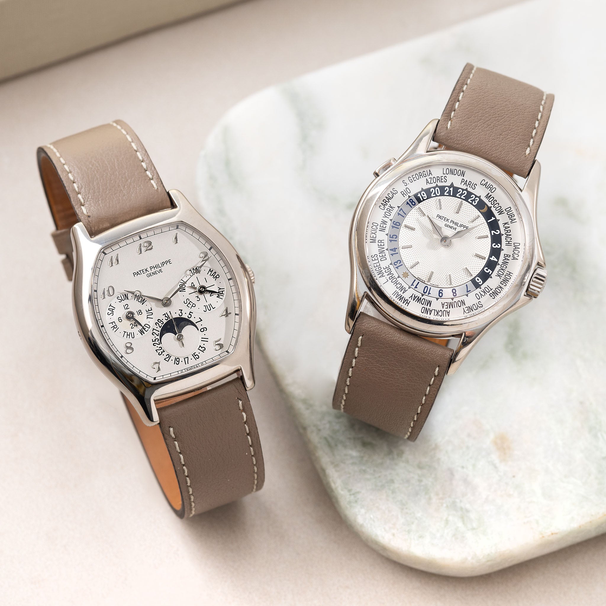Taupe Grey Leren Horlogeband