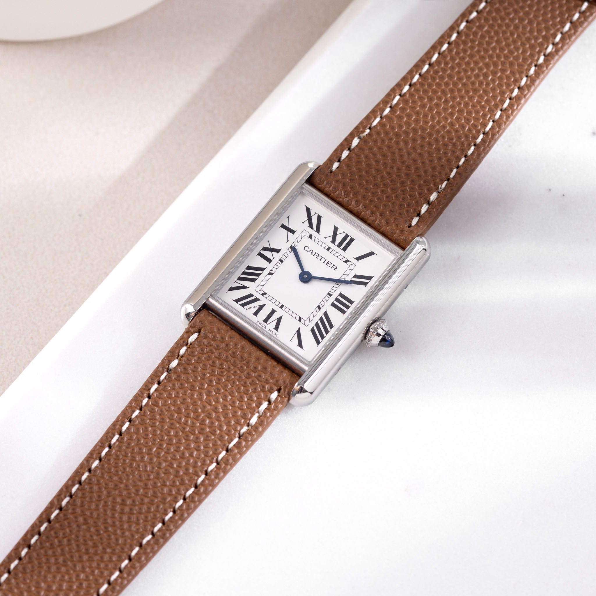 Horlogeband voor Cartier Tank Must (2021-2024) - The Pebbled Brown