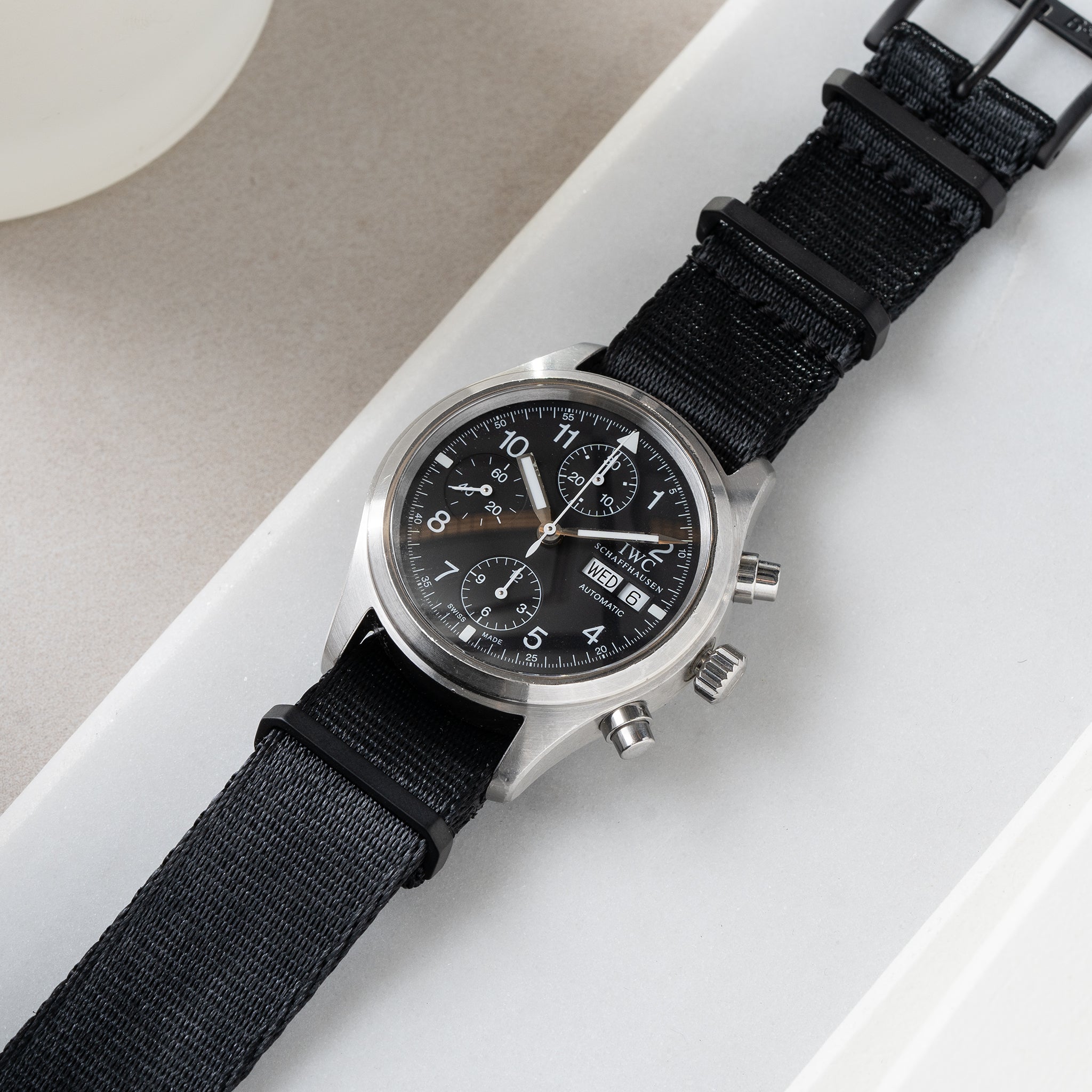 Horlogeband voor IWC Flieger Chronograph - Nylon Single Pass Black Out (20mm)